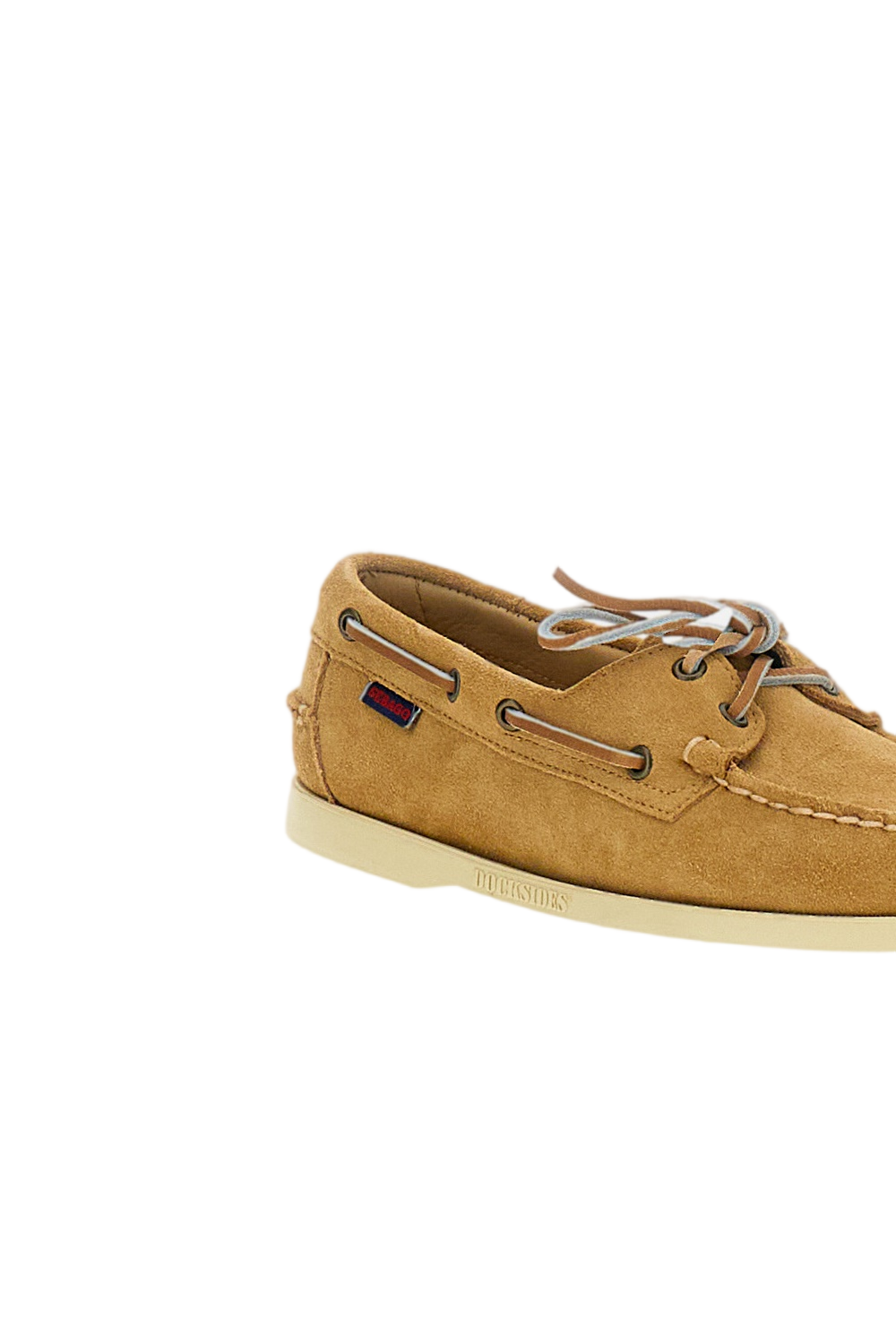 Beige Leather and Suede Boat Shoes with 360° Lacing