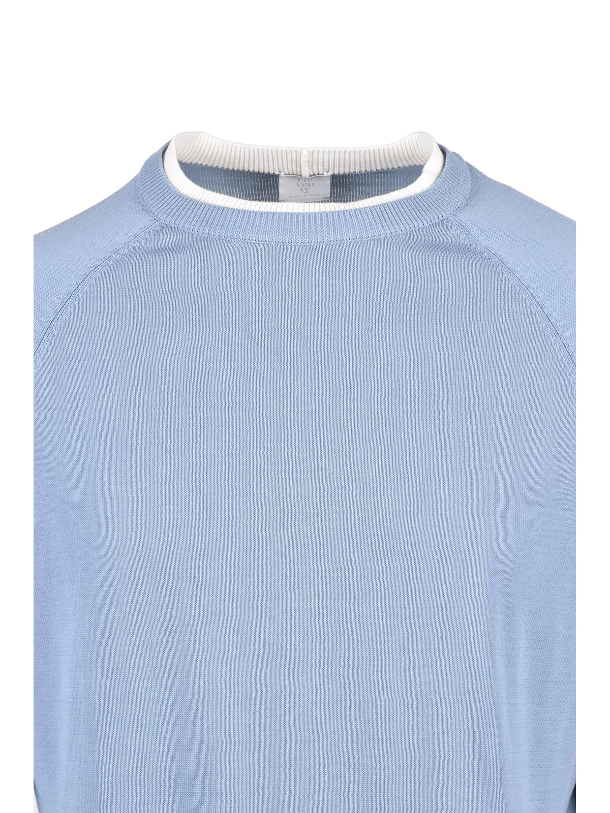 Light Blue Men Cotton Crew Neck Sweater
