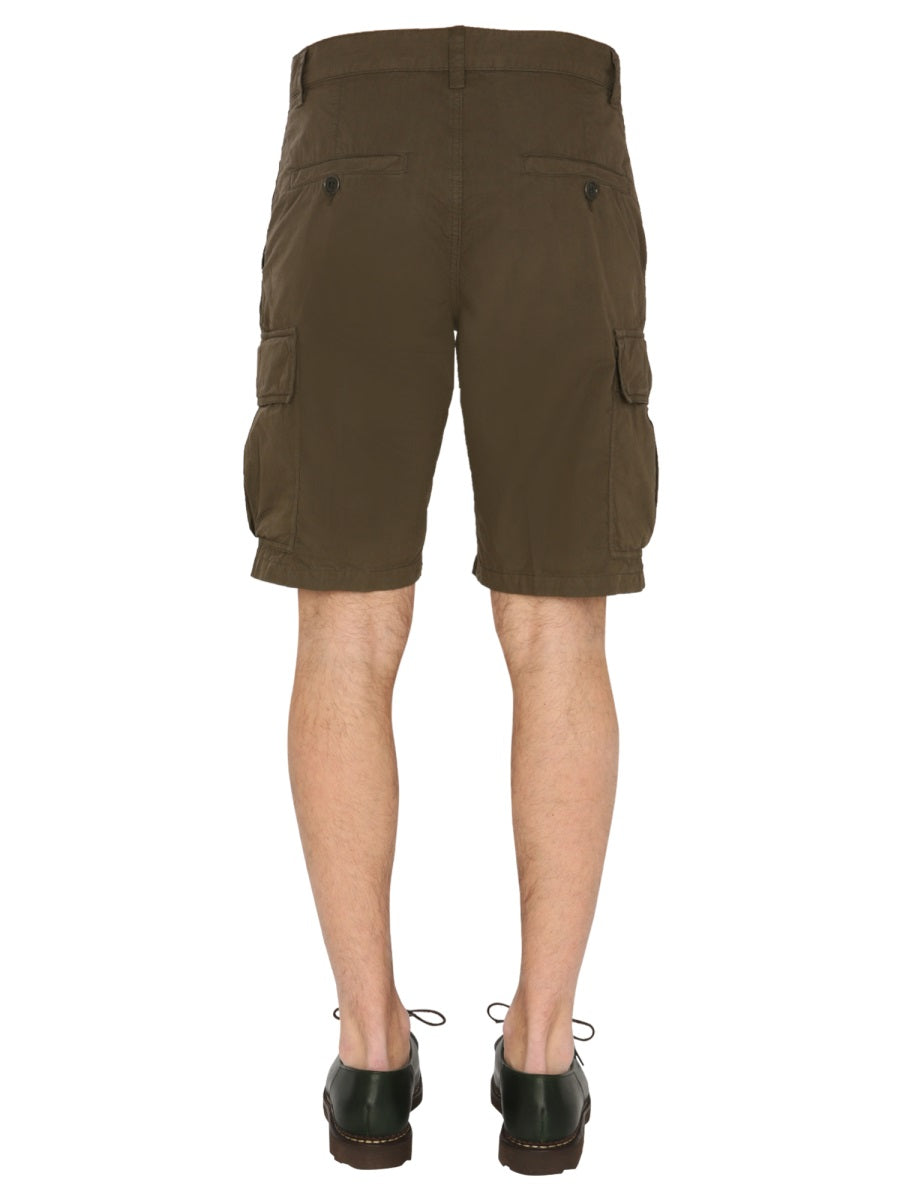 Brown Cargo Shorts With Flap Pockets