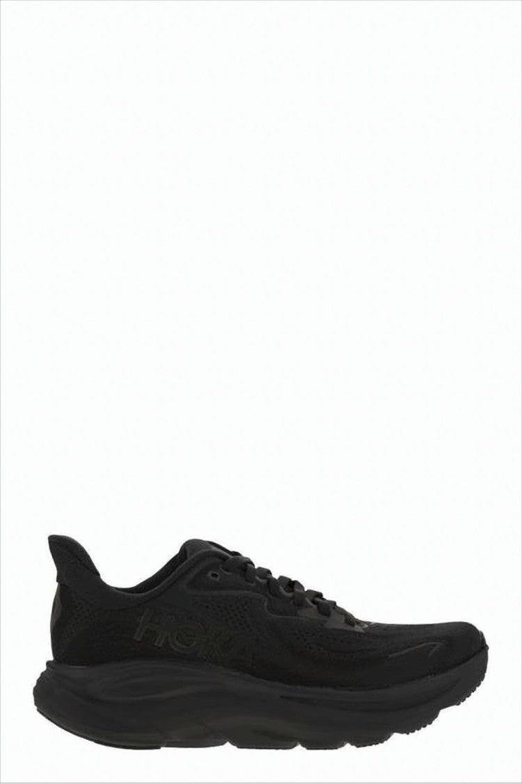 All-Black Breathable Mesh Sneakers with Cushioned Rubber Sole