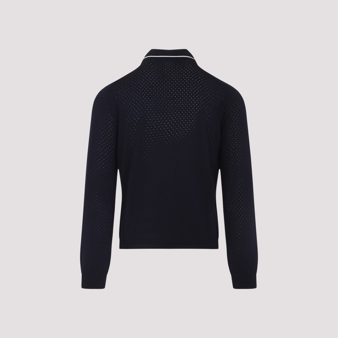 Fine Knit Long-Sleeve Polo Shirt