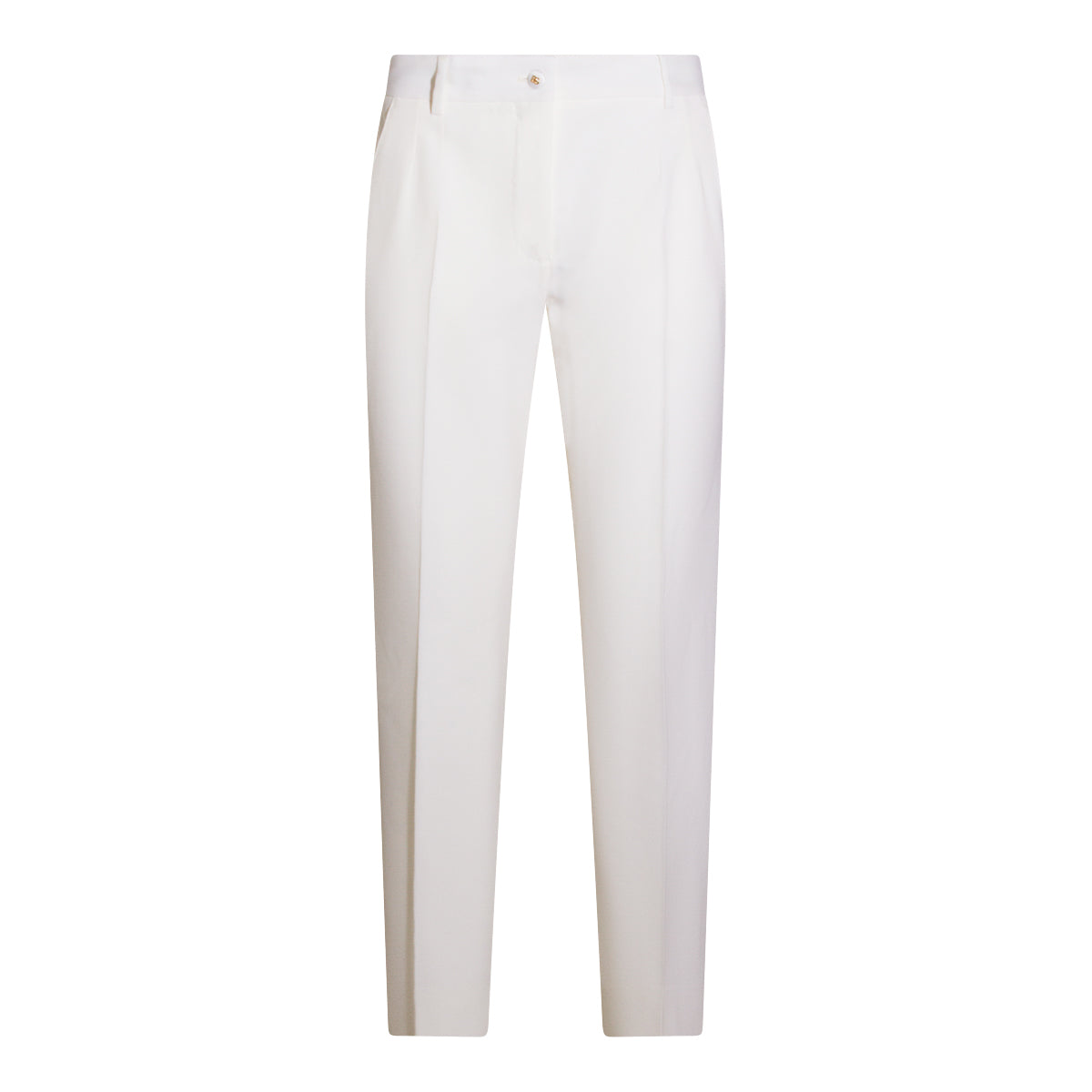 White Wool Straight-Leg Pants