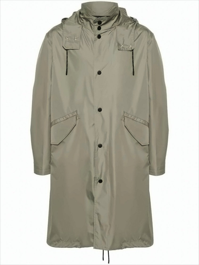 Long Loose-Fit Jacket with High Collar
