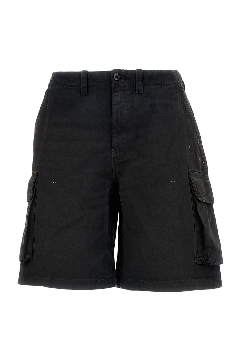 Black Cotton Cargo Shorts