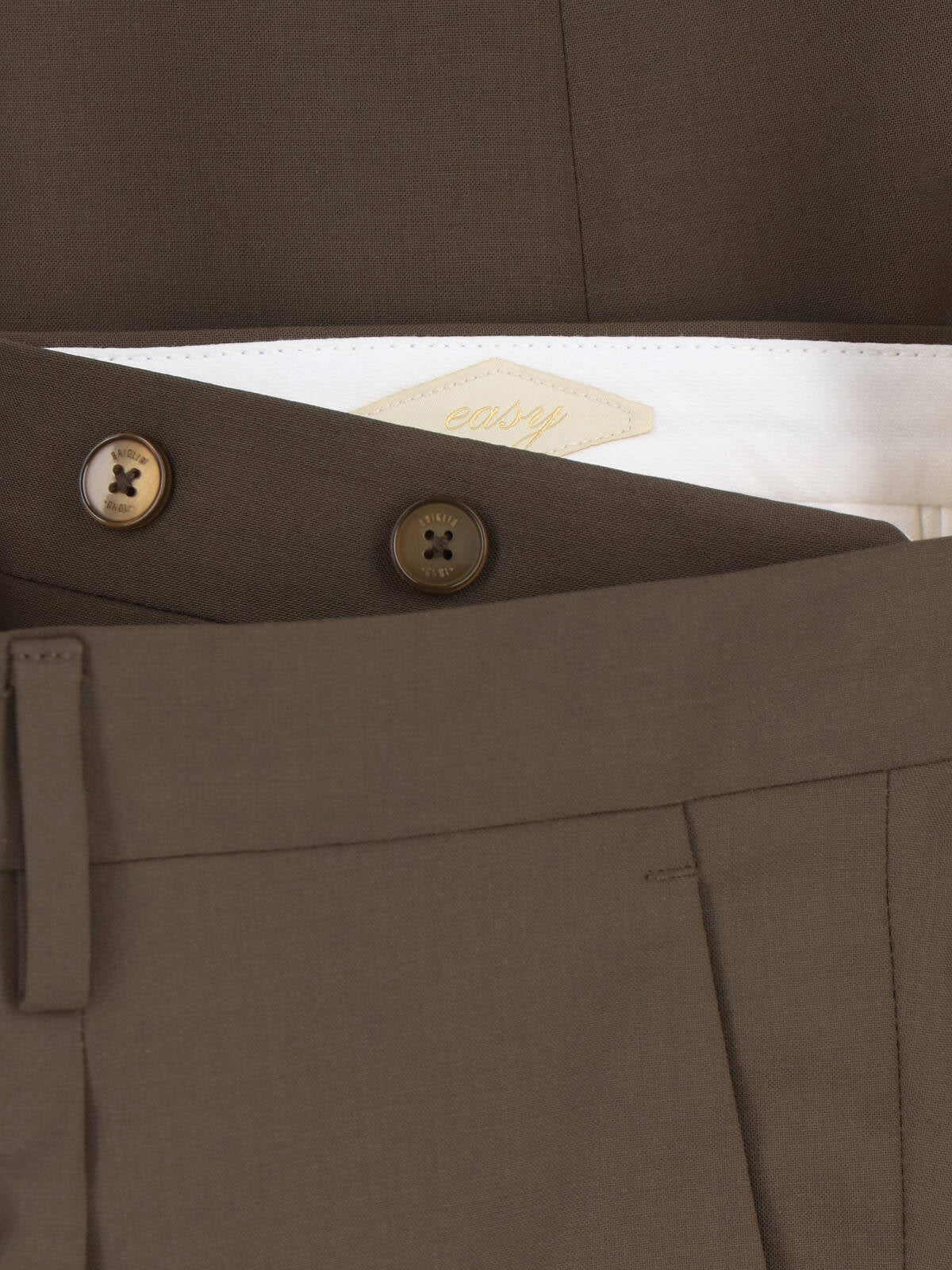 Brown Tailored Mid-Rise Virgin Wool Trousers