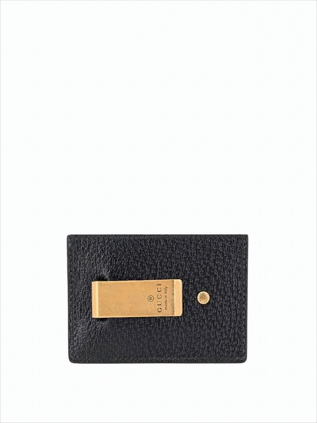 Textured Leather Card Wallet with Gold Double-G Logo