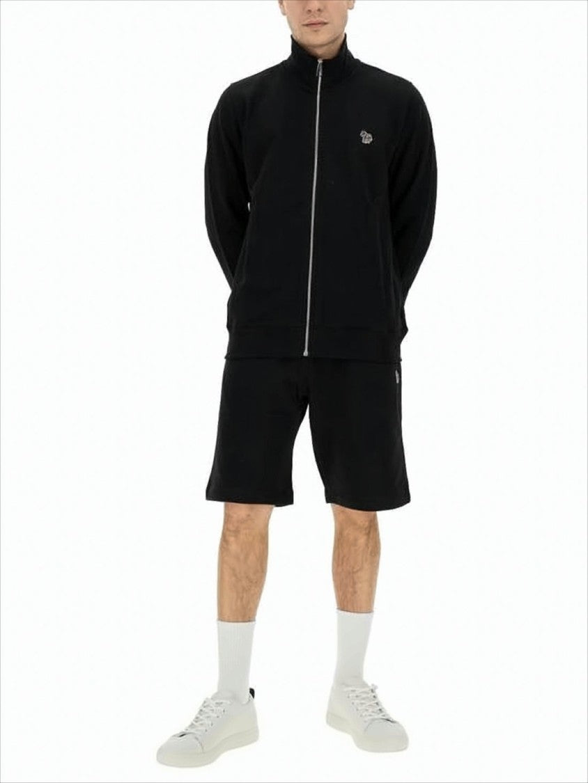 Black Zip-Up Jacket with High Collar