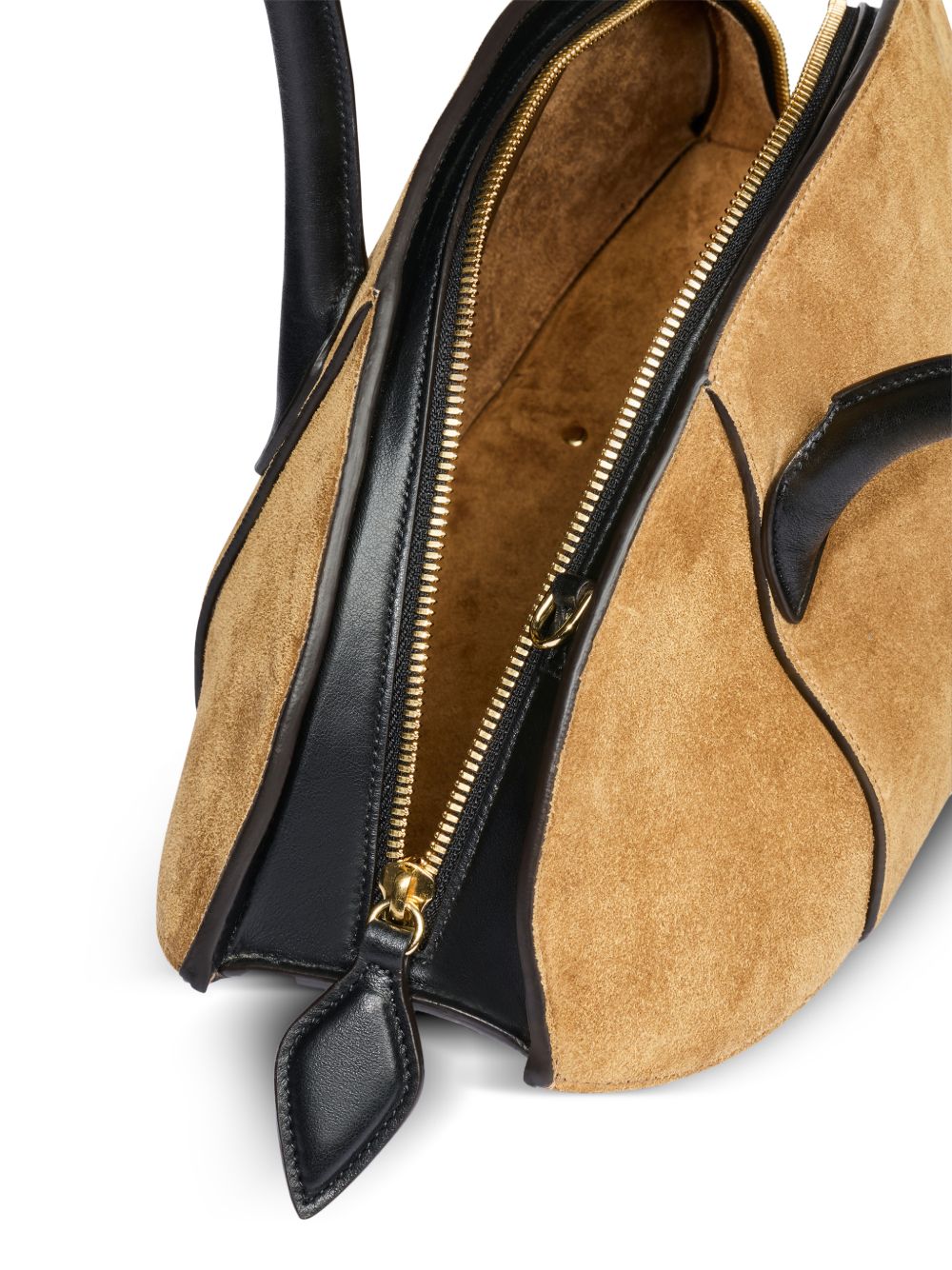 Elongated Oval Brown Bag With Structured Silhouette