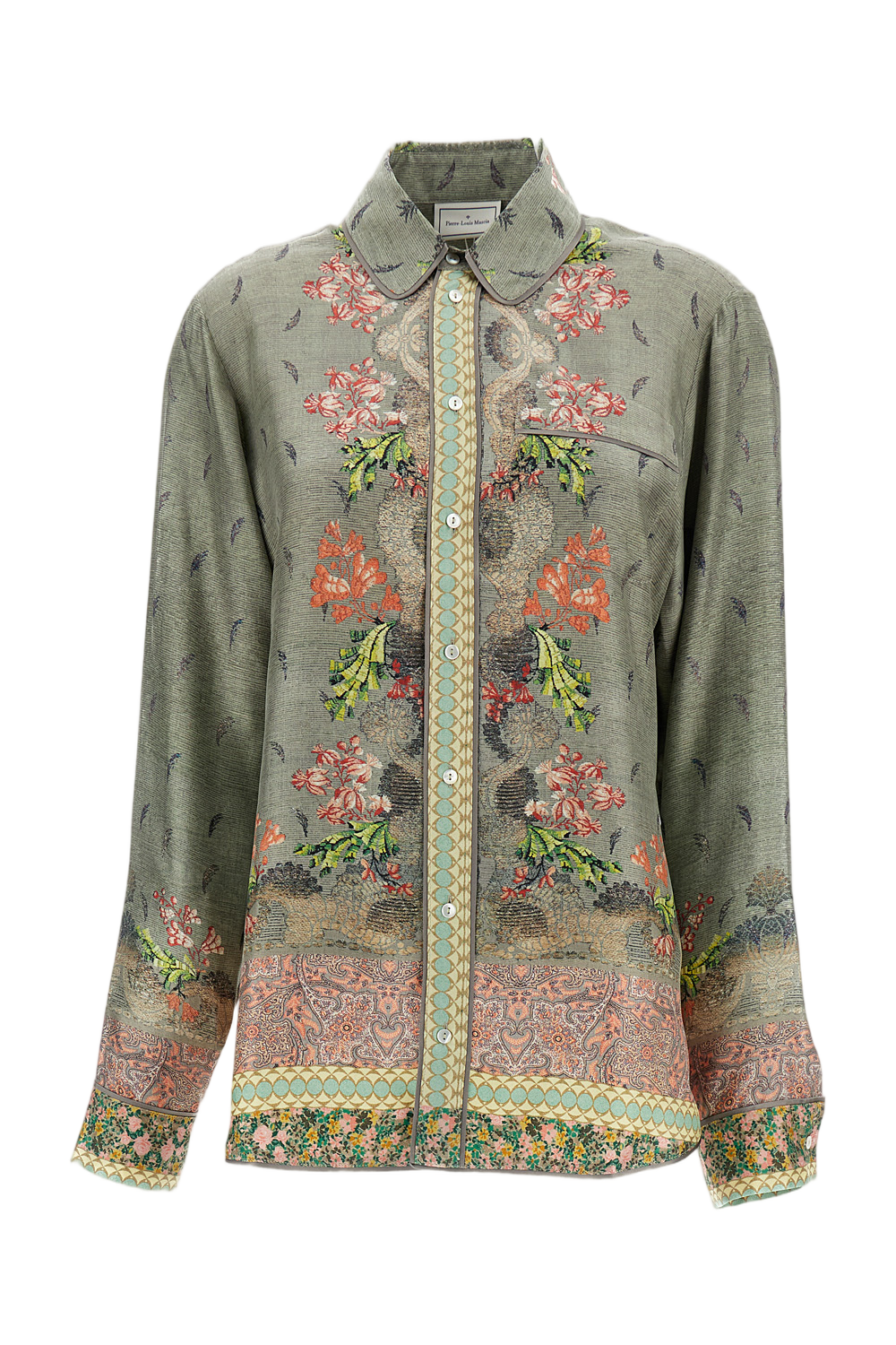 Multicolor Printed Silk Long-Sleeved Shirt