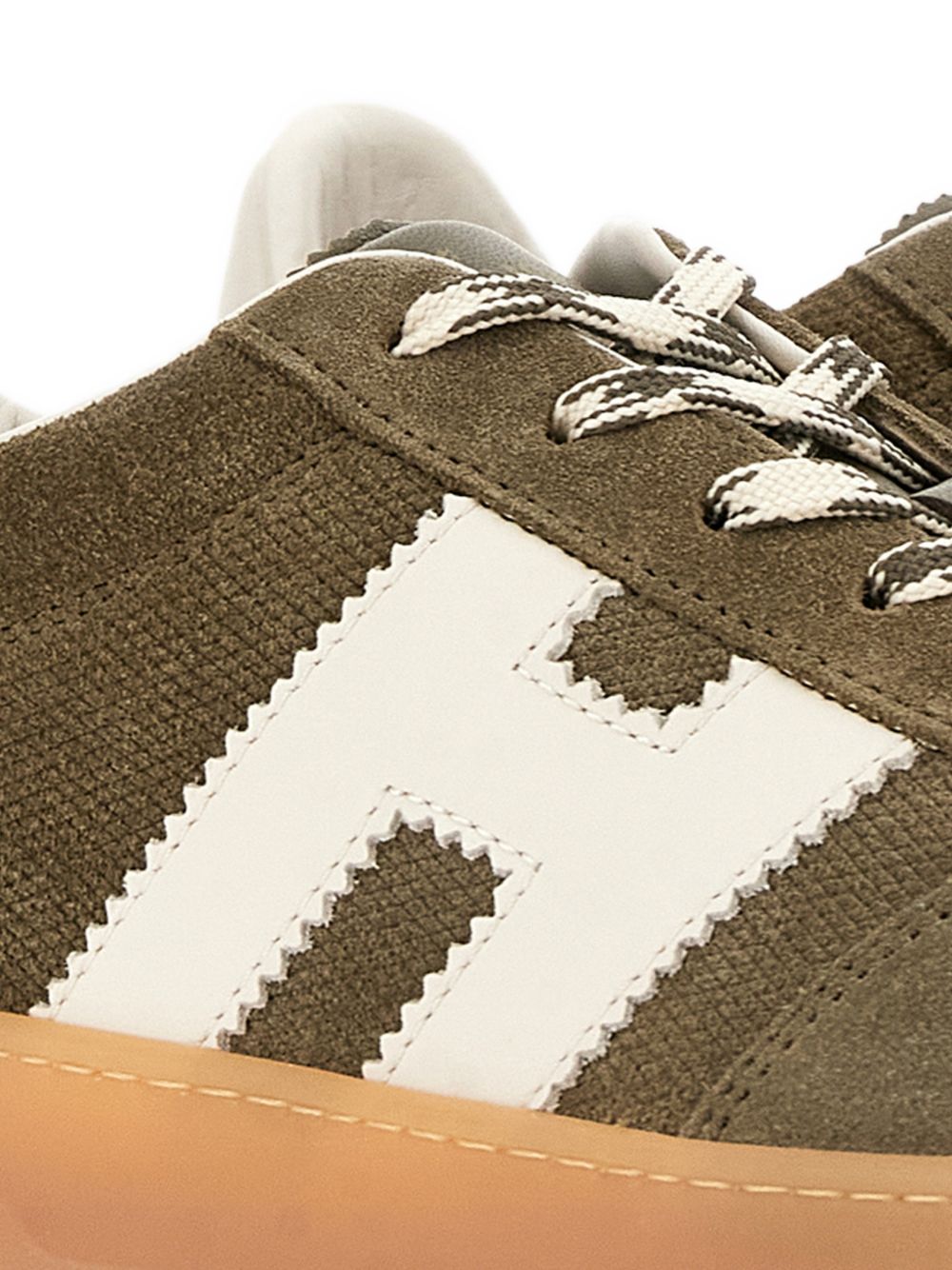 Low-Top Sneakers with Textured Olive Green Upper