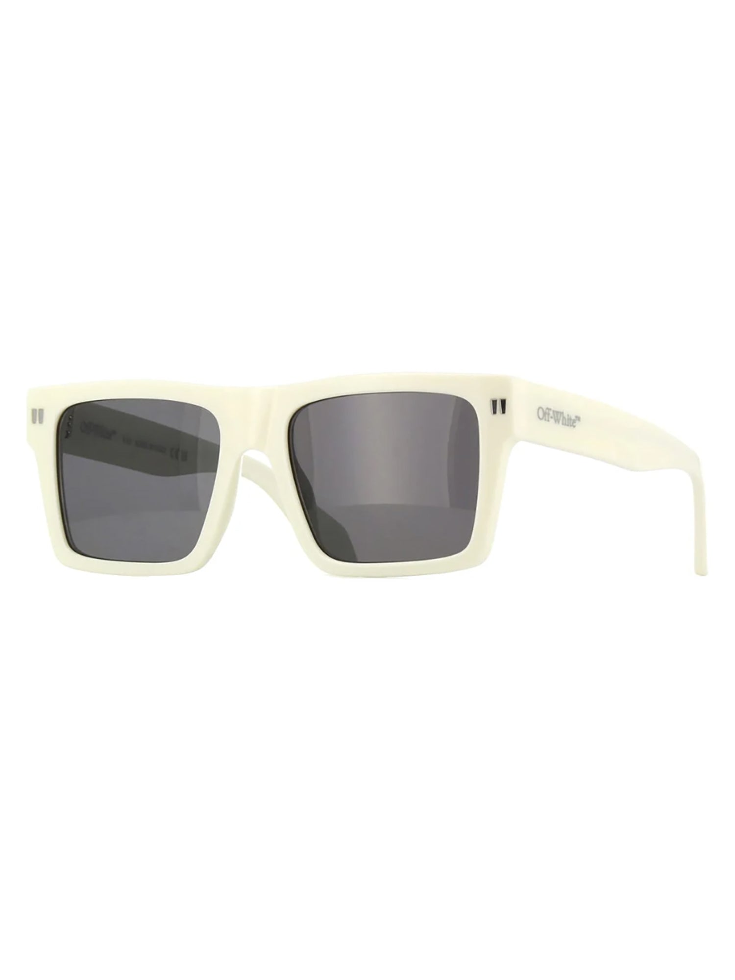 Angular Frame Off White Sunglasses with Minimalist Design