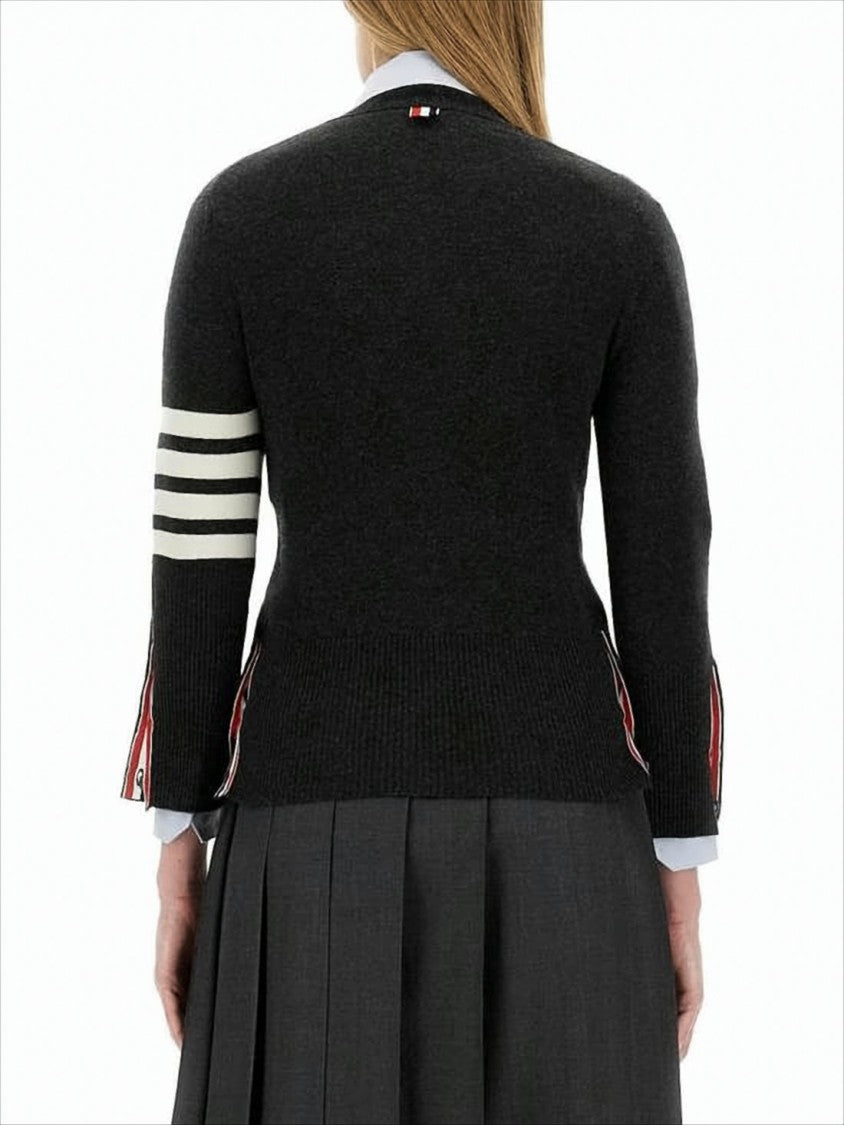 Fitted Cashmere Cardigan with Deep V-Neck and Button Details