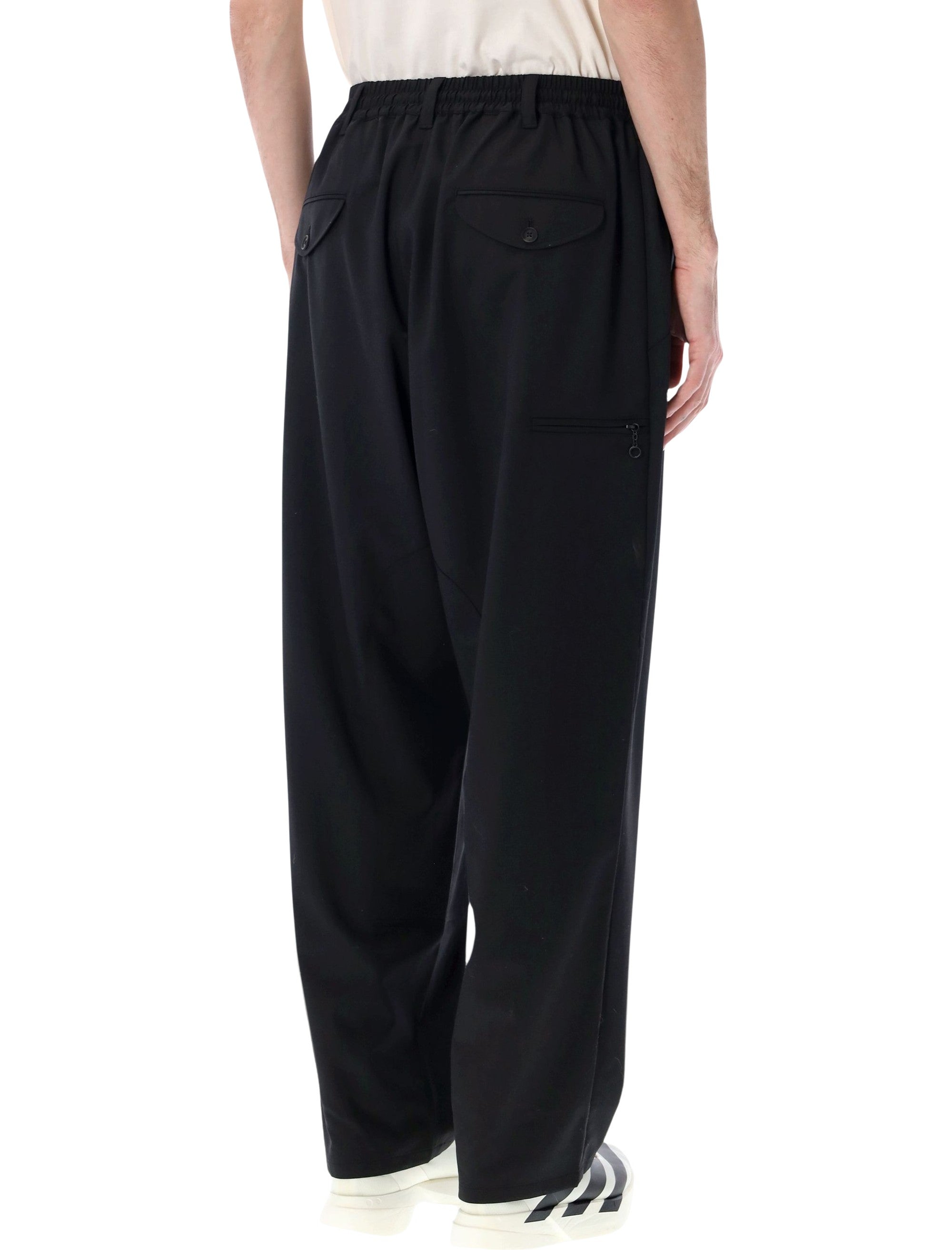 Wide-Leg Wool Blend Joggers with Elastic Waistband