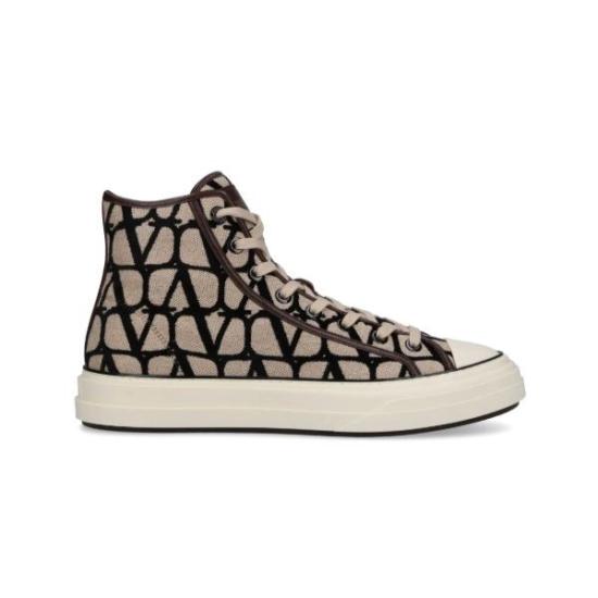High-Top Sneakers with Bold Monogram Design