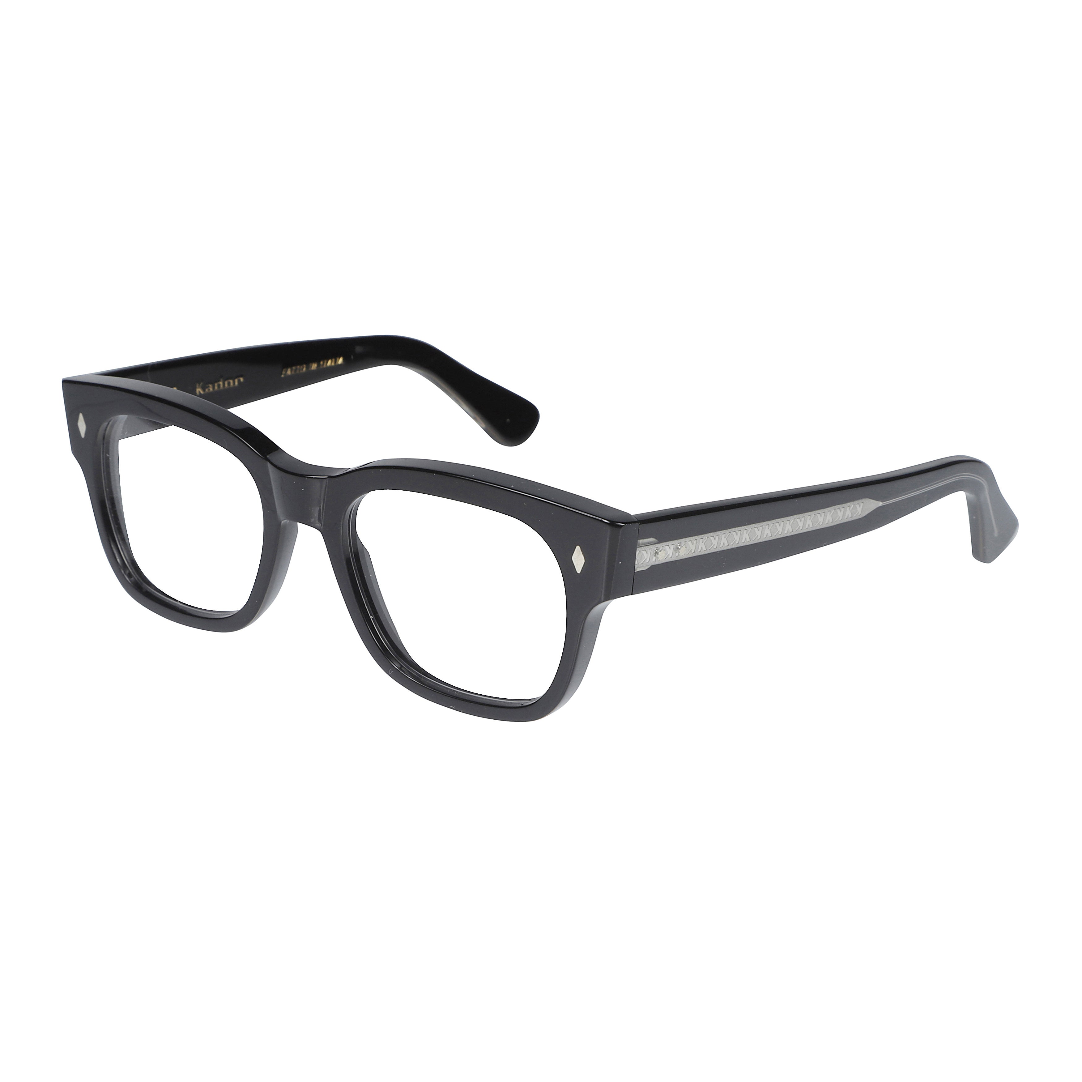 Timeless/N 1962 Bold Rectangular Black Eyeglasses with Silver Accents