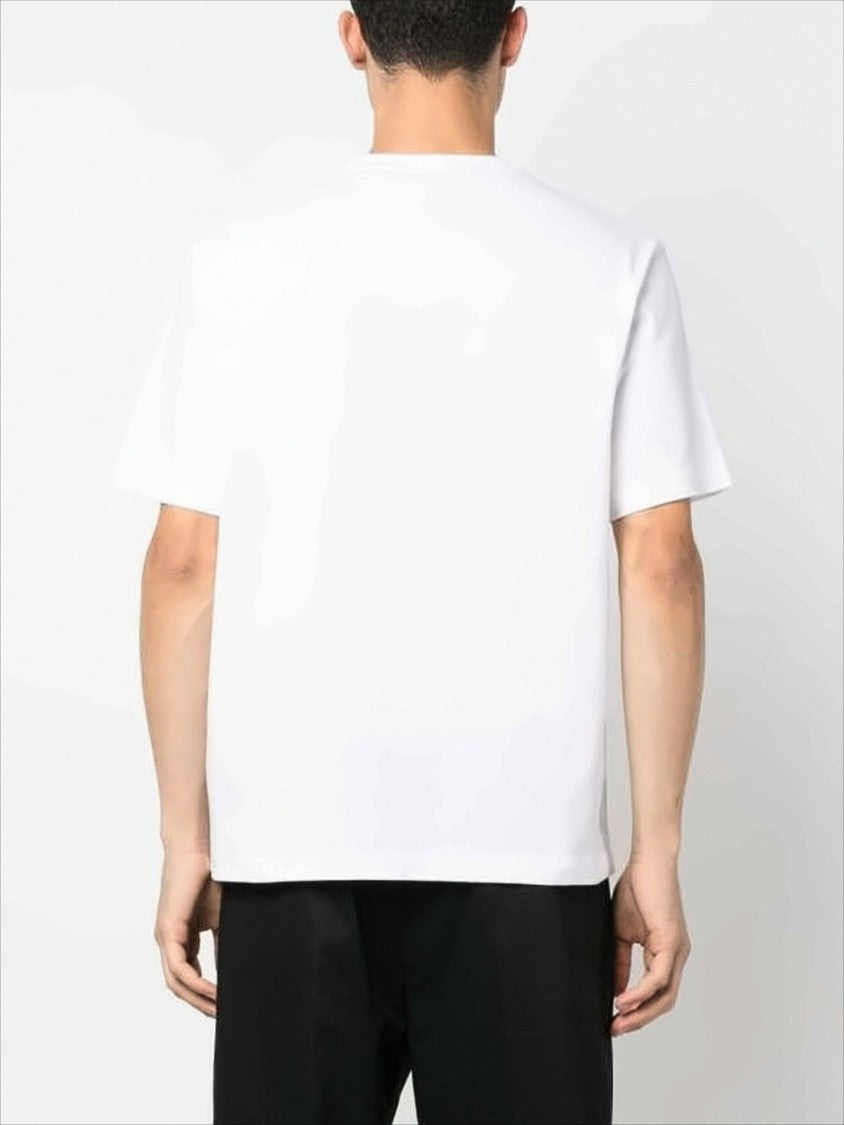 White Crew Neck T-Shirt with Subtle Text Detail
