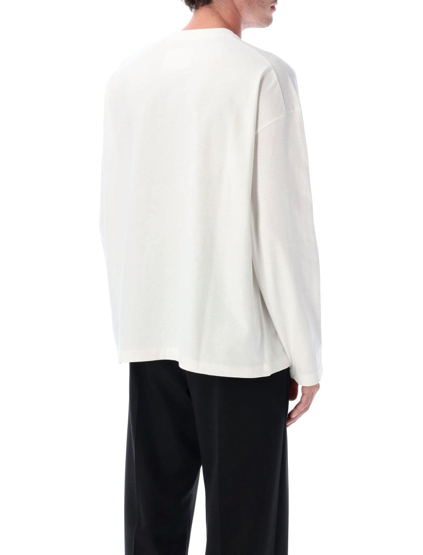 Porcelain Cotton T-Shirt With Tonal Logo Print