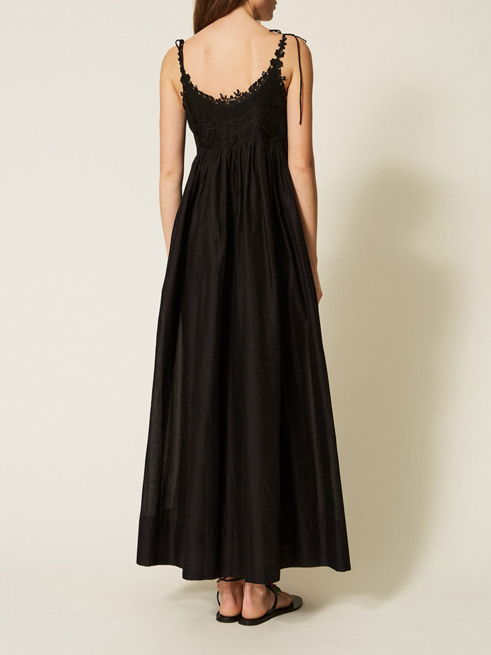 Maxi Dress with Lace Bodice and Adjustable Straps