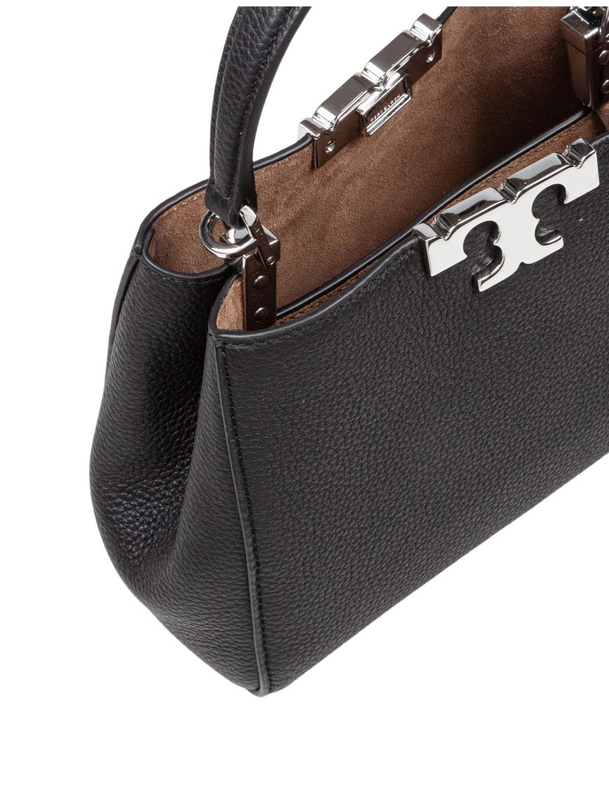 Eleanor Mini Satchel In Hammered Leather Black
