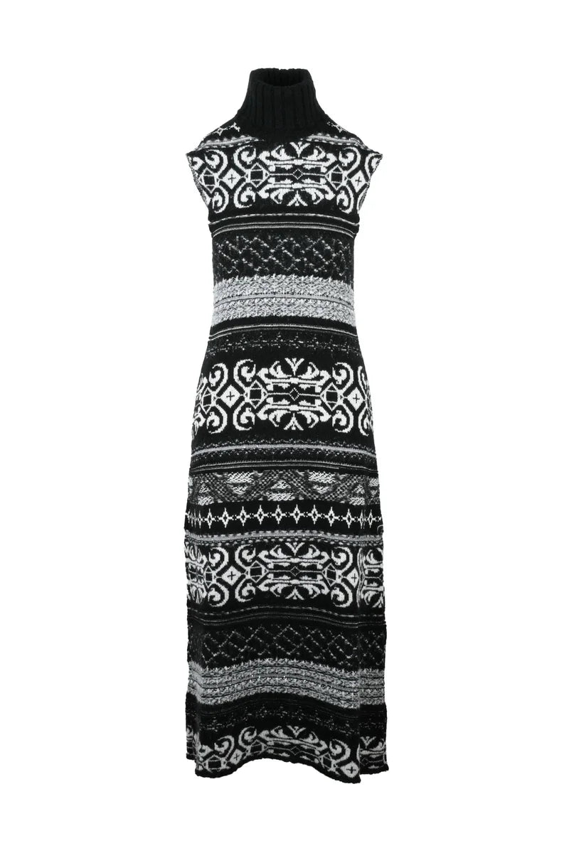 Long Knit Dress Multimaterial