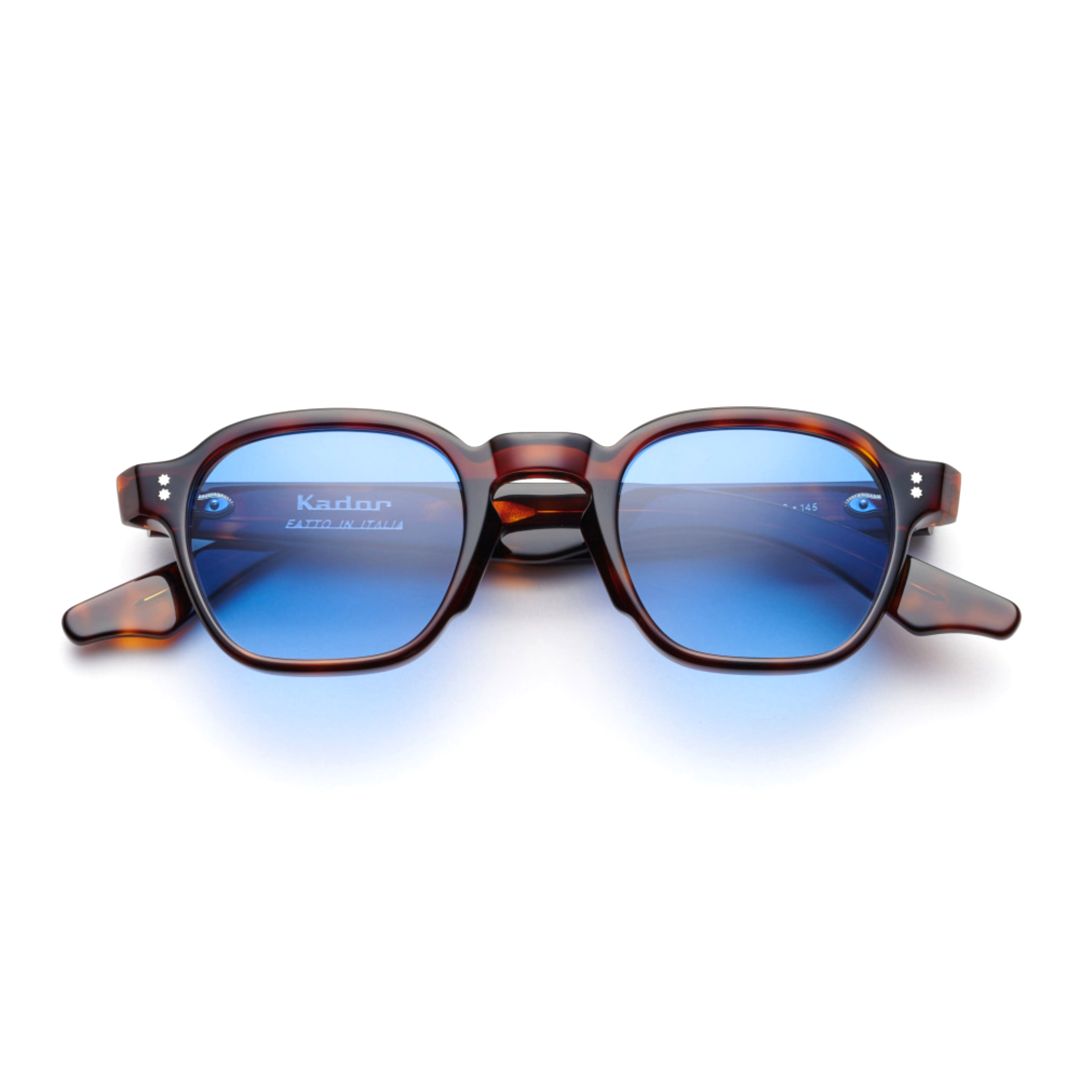 K-Master Classic Tortoiseshell Square Frame Sunglasses with Blue-Tinted Lenses