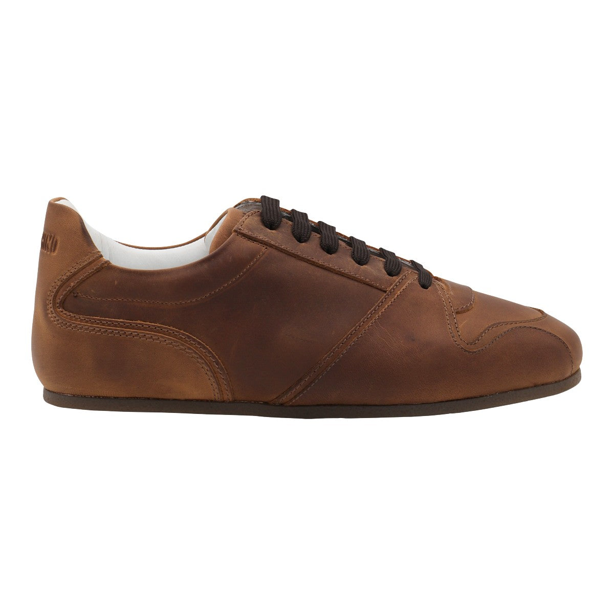 Low-Profile Brown Leather Sneakers