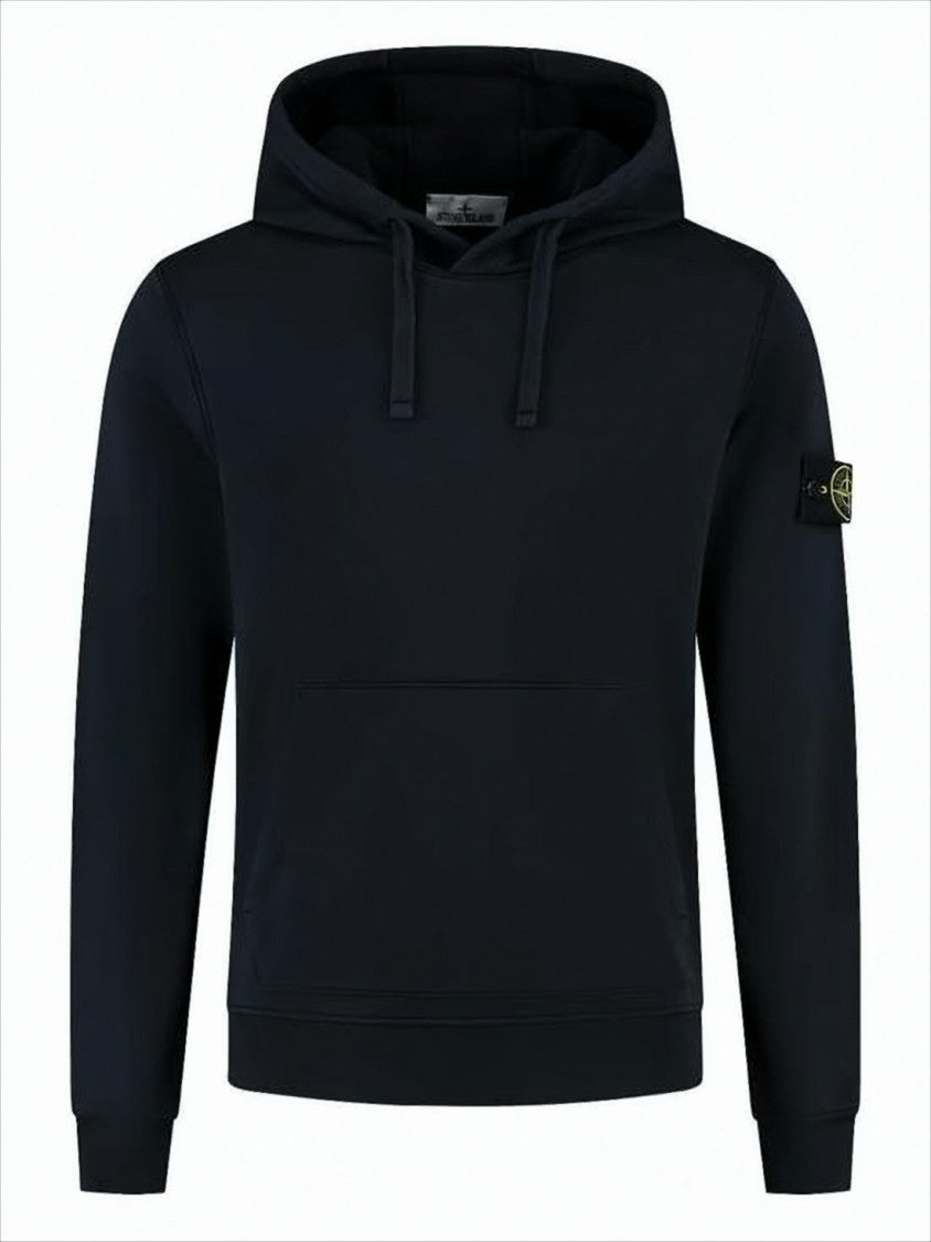 Minimalist Black Hoodie with Drawstring and Signature Patch