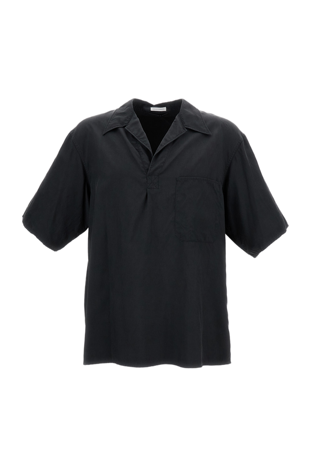 Silk Short-Sleeve Shirt with V-Neck