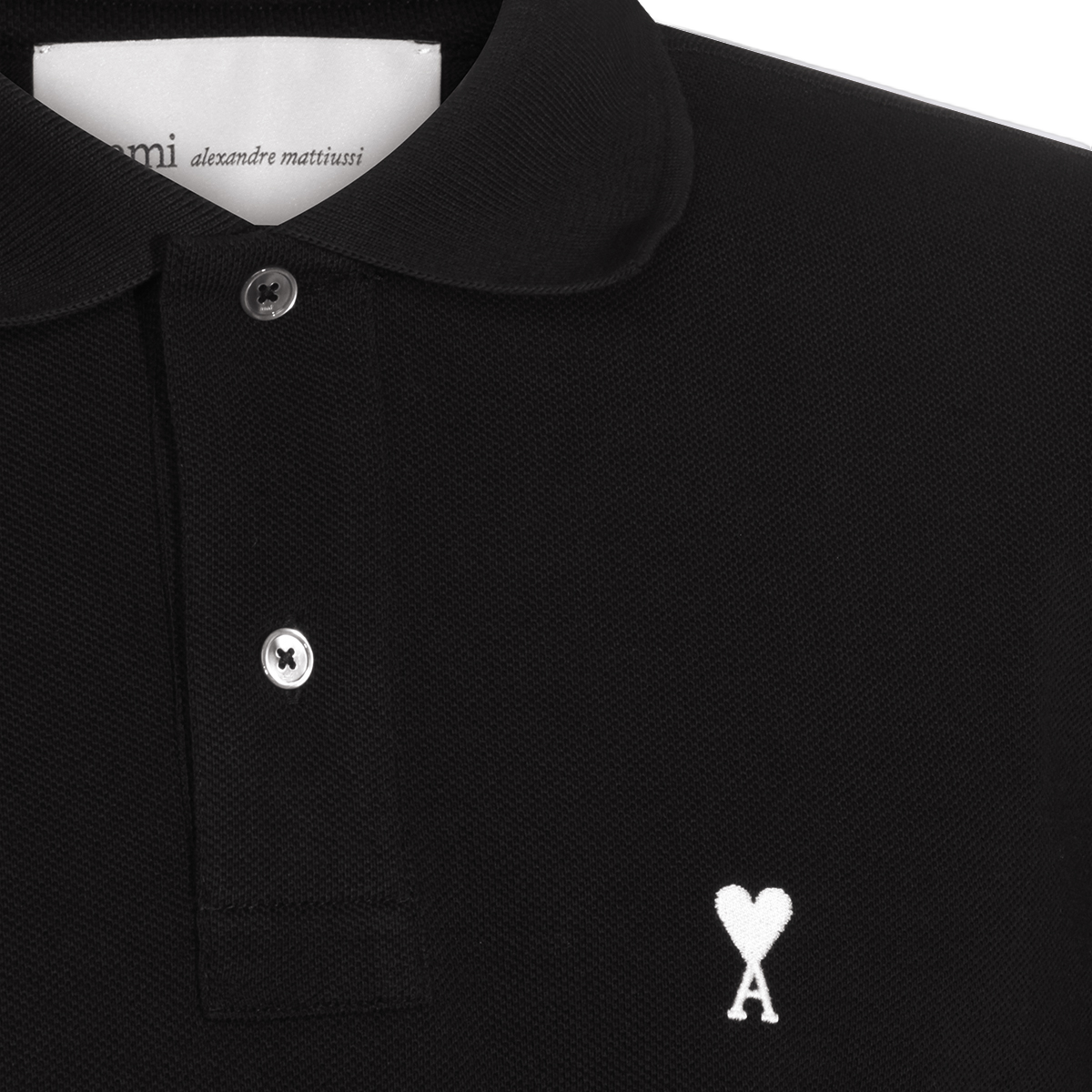Classic Black Polo with Two-Button Placket