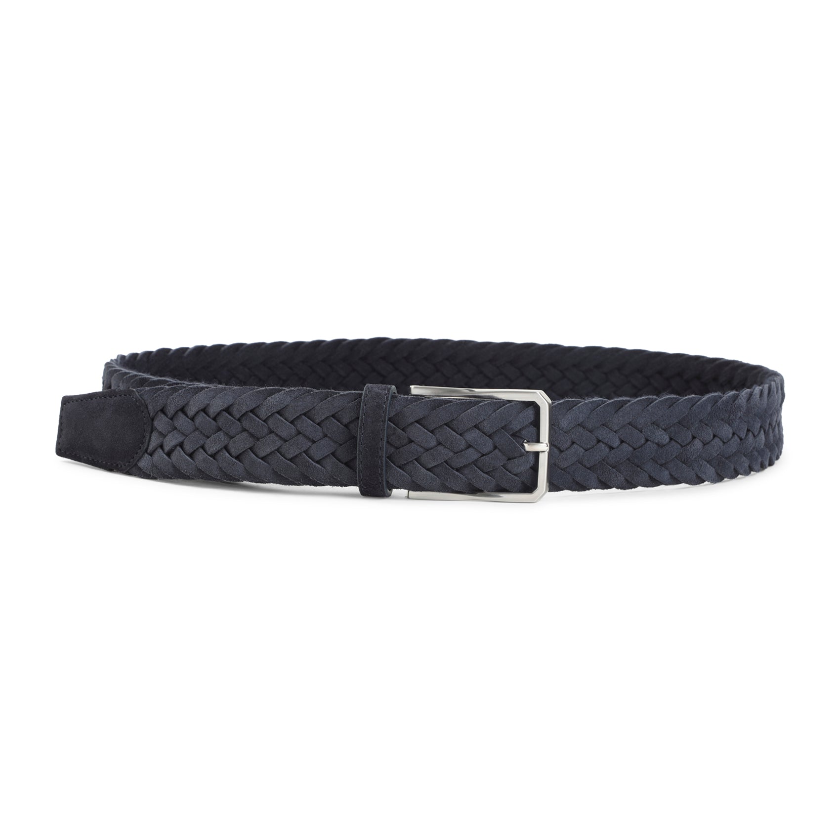 Braided Black Suede Leather Belt
