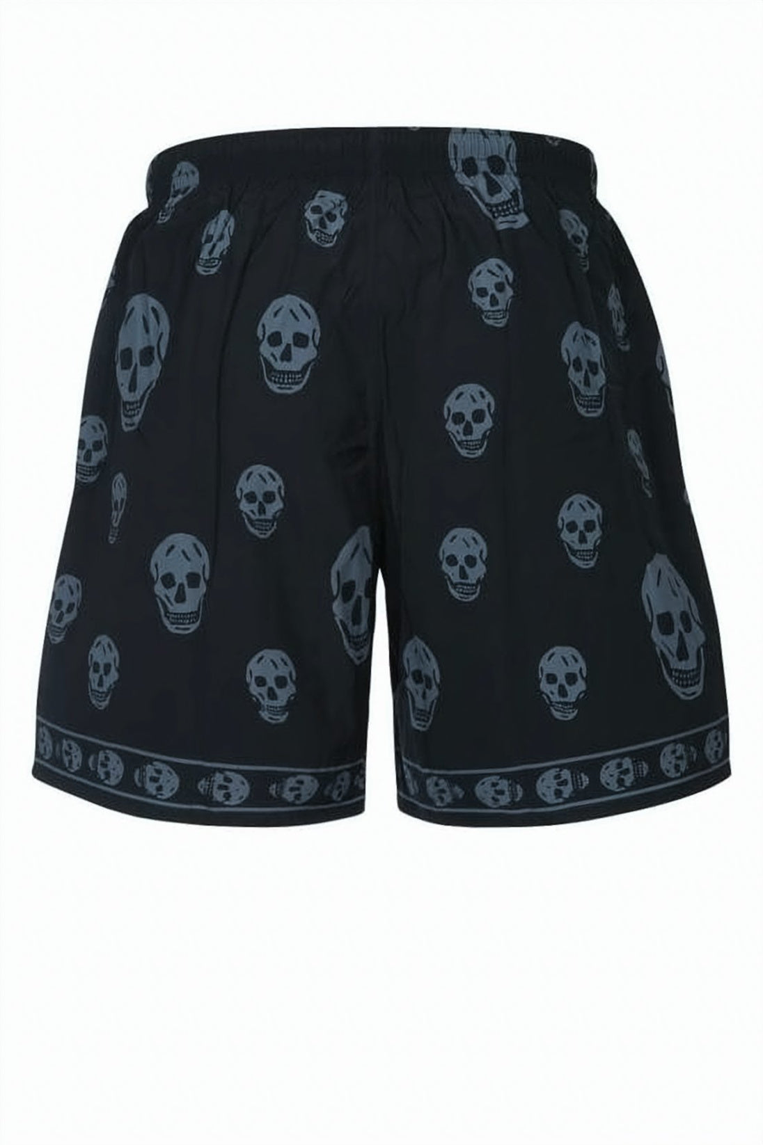 Skull Motif Black Polyamide Shorts