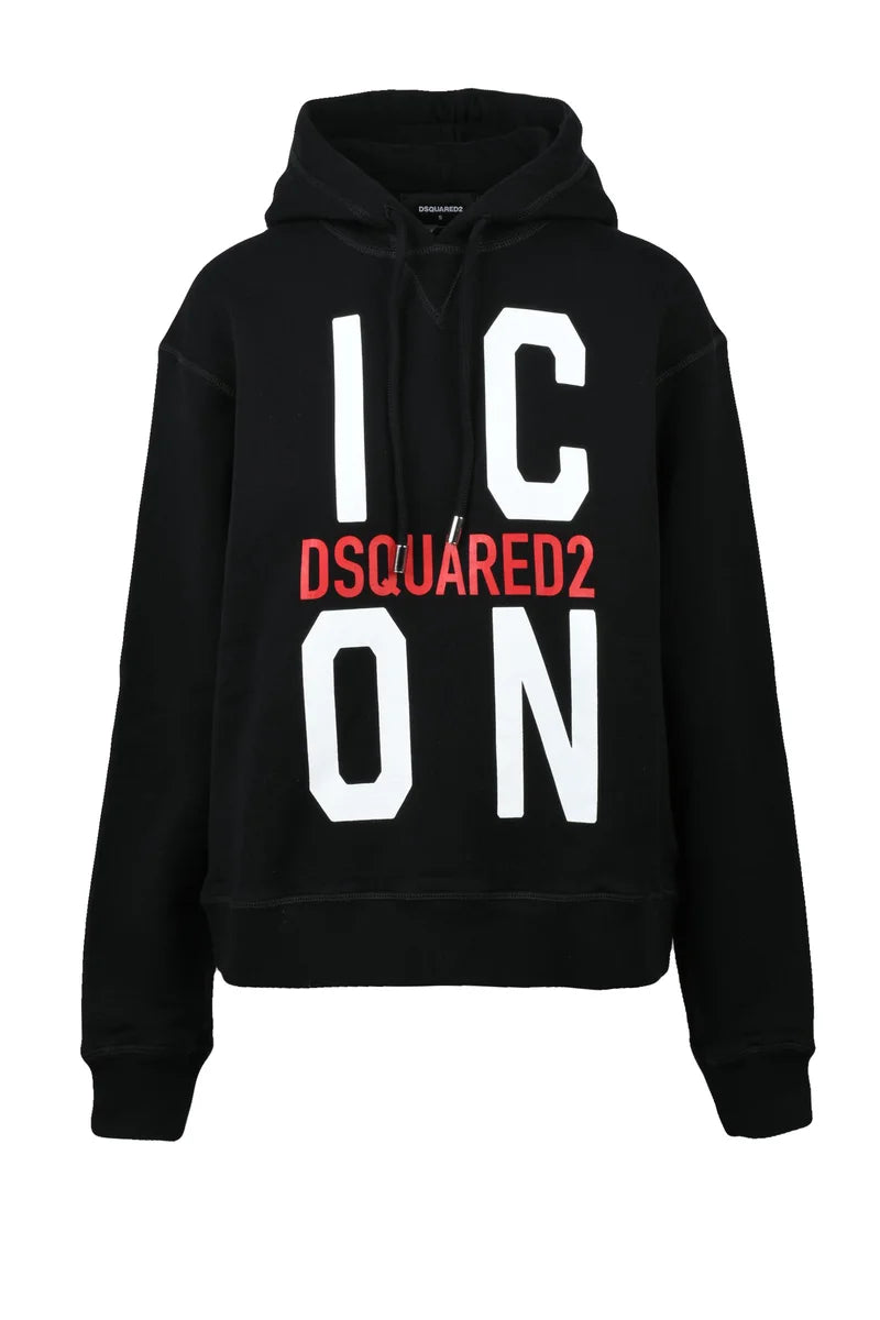 Cropped Black Hoodie with Drawstring Hood