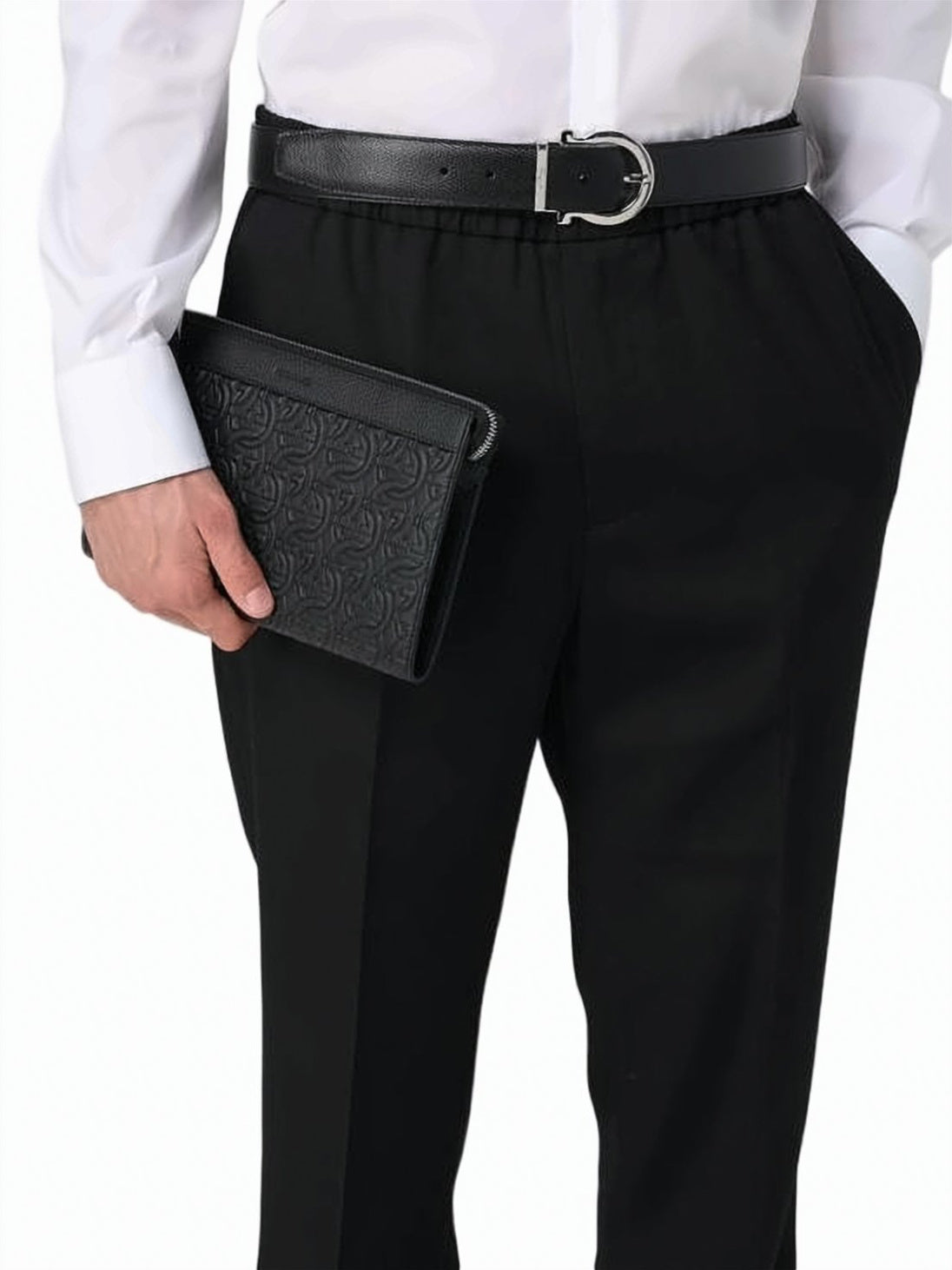 Embossed Calfskin Leather Clutch