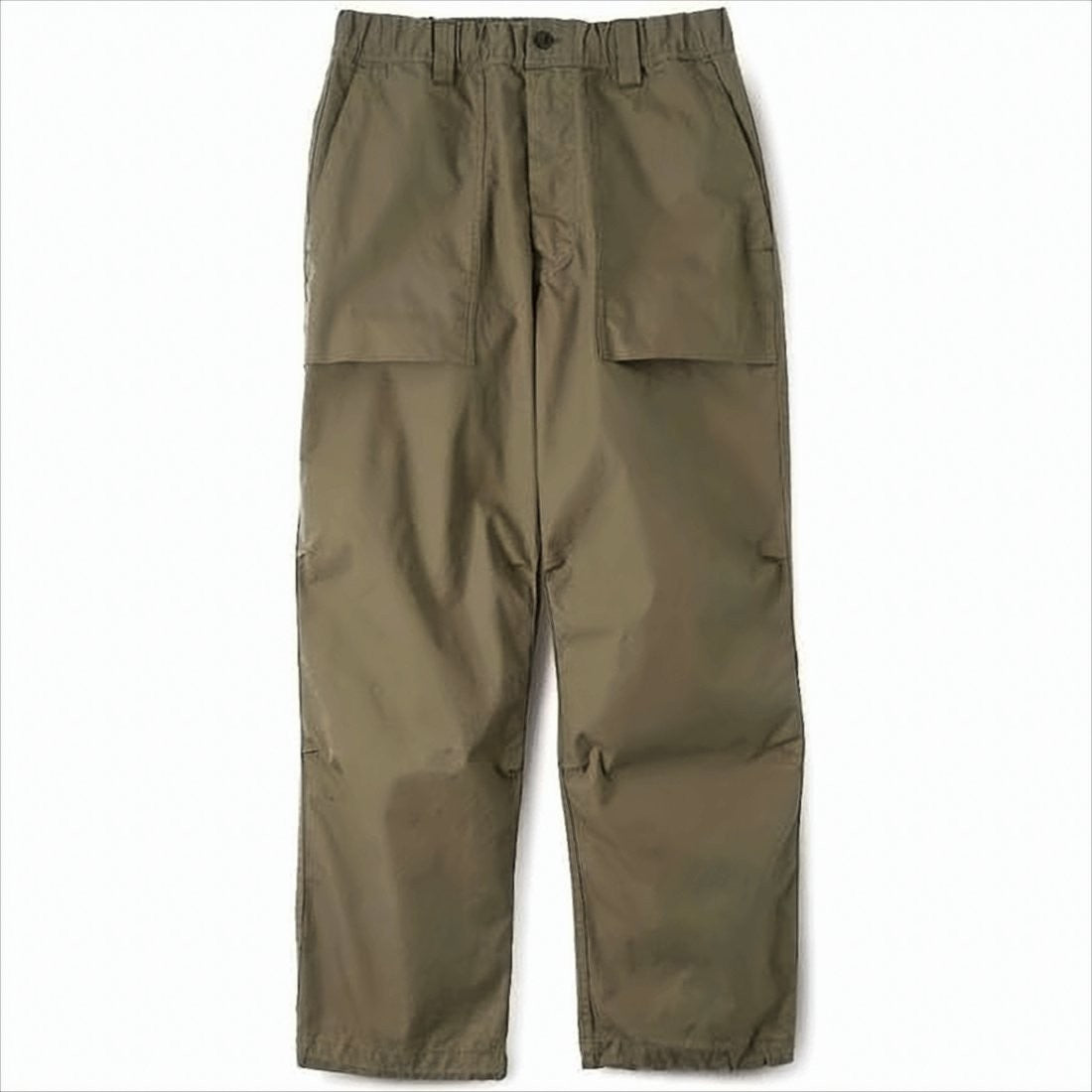 Minimalist Olive Straight-Leg Pants with Practical Pockets