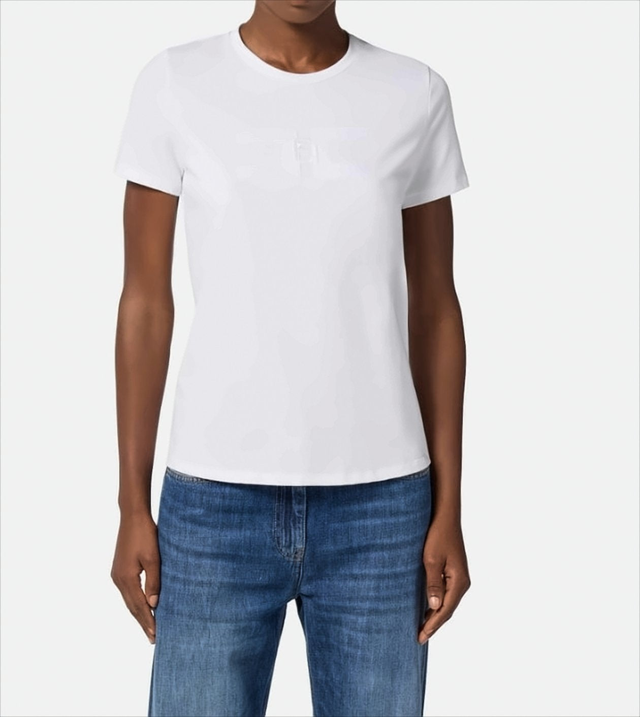 Cotton Jersey T-Shirt With Double Logo Embroidery