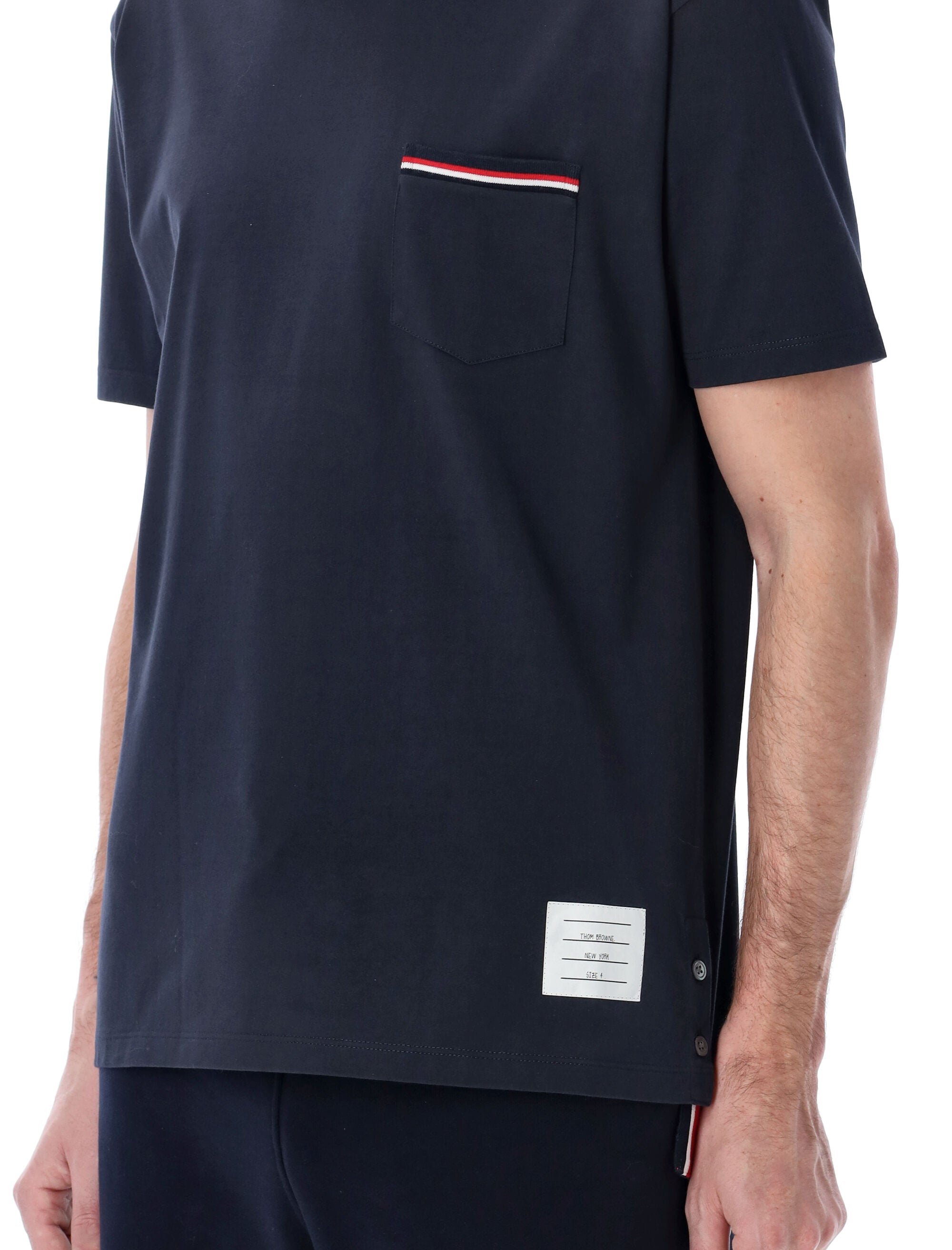 Medium-Weight Cotton Jersey Pocket T-Shirt with Striped Accents