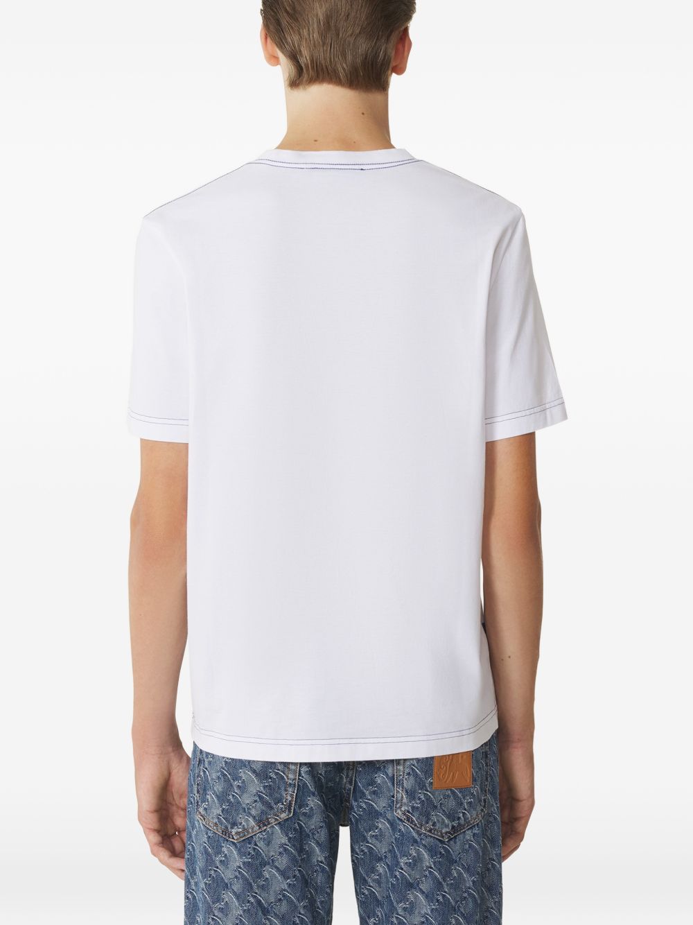 Graphic Print Round Neck T-Shirt with Tonal Topstitching
