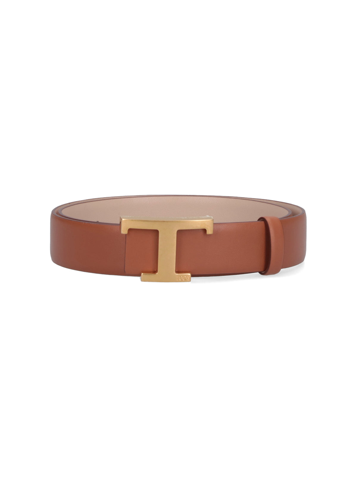 Reversible Hammered Leather Belt With Signature Gold-Tone Buckle