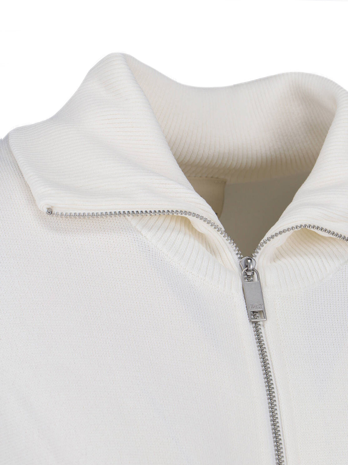 White Viscose Blend Zip Sweatshirt