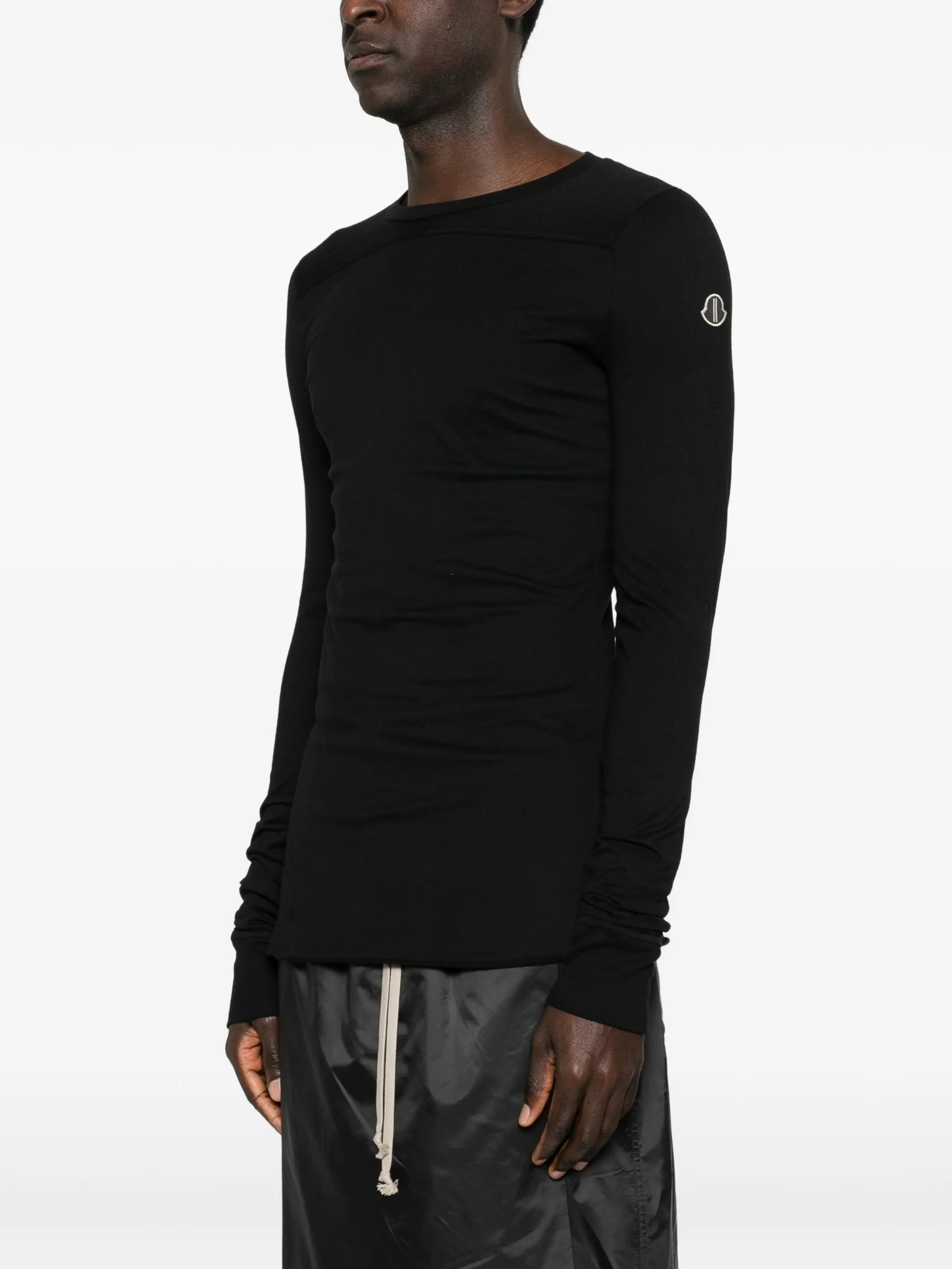Black Knitted Long-Sleeve Cotton Top