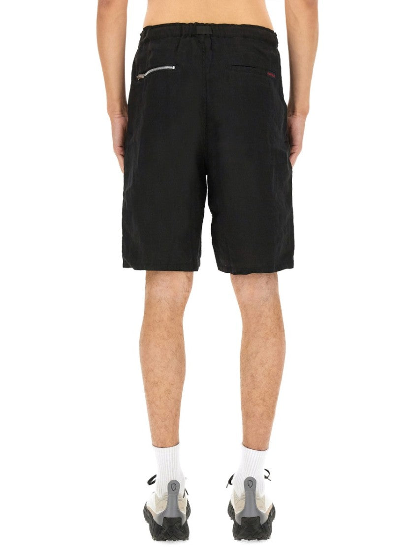Relaxed Fit Black Linen Shorts