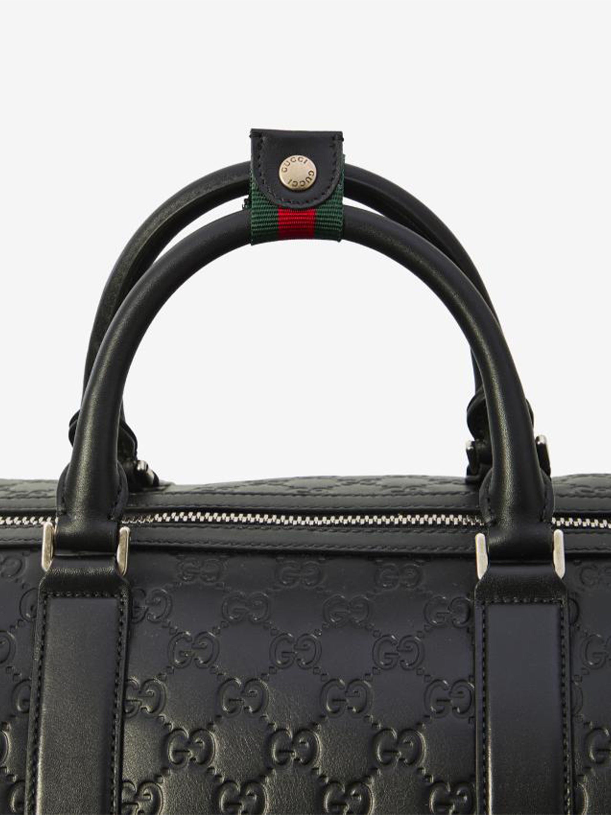 Black Arabella Structured Embossed Leather Duffle