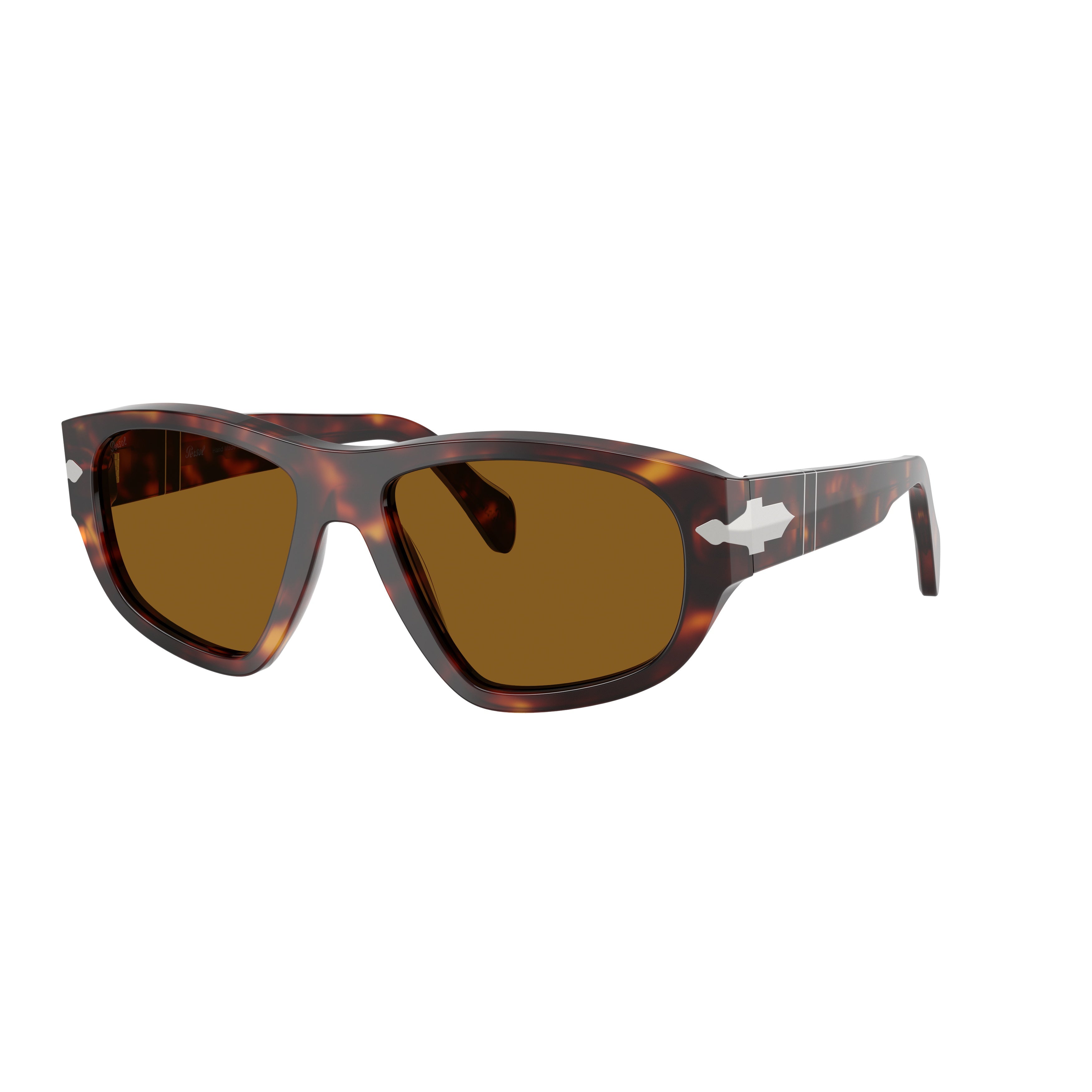 0po0050s Rectangular Tortoiseshell Acetate Sunglasses with Silver Accents