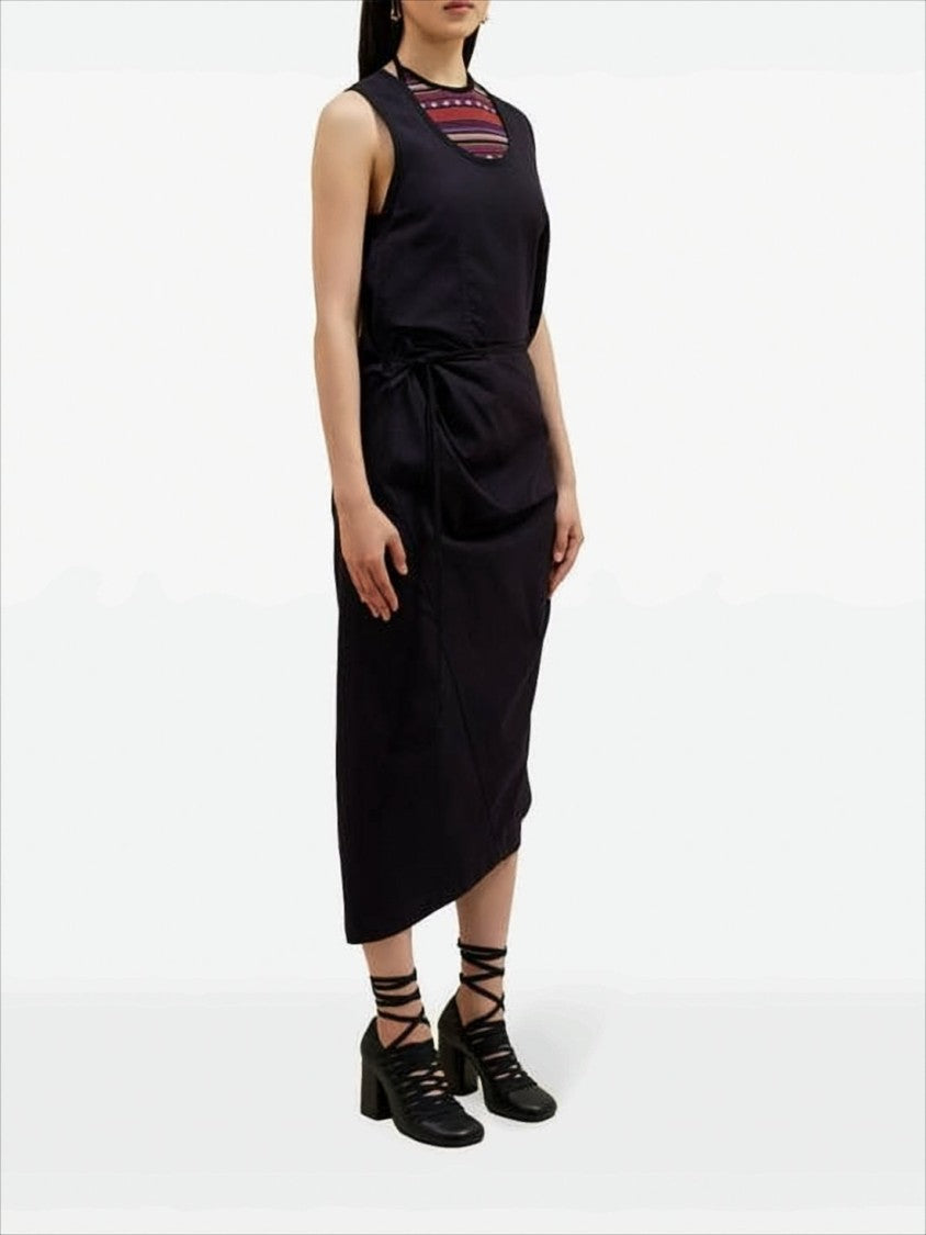 Draped Midi Dress with Side Tie Details