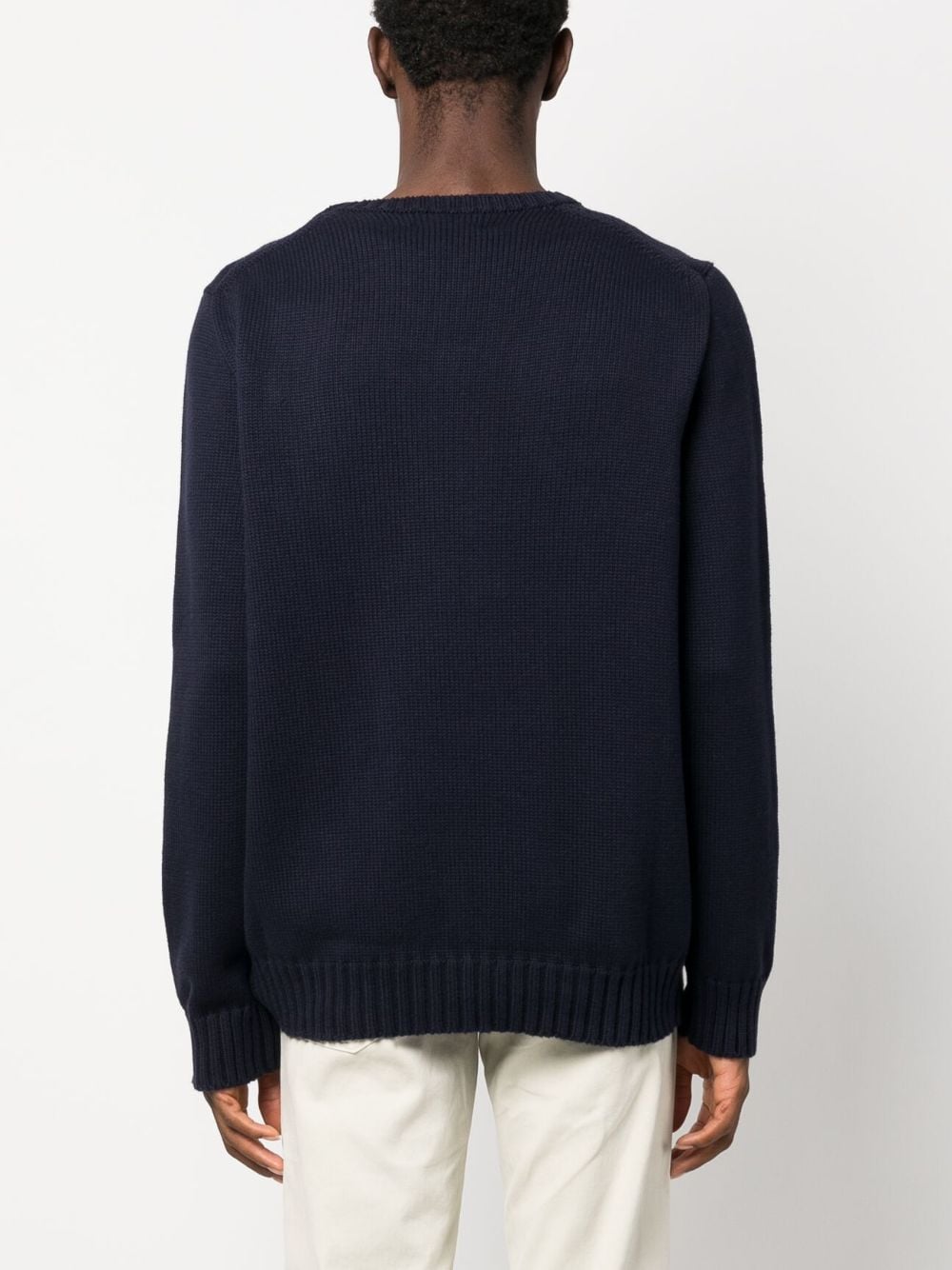 Navy Pullover Flag Motif Cotton Pullover