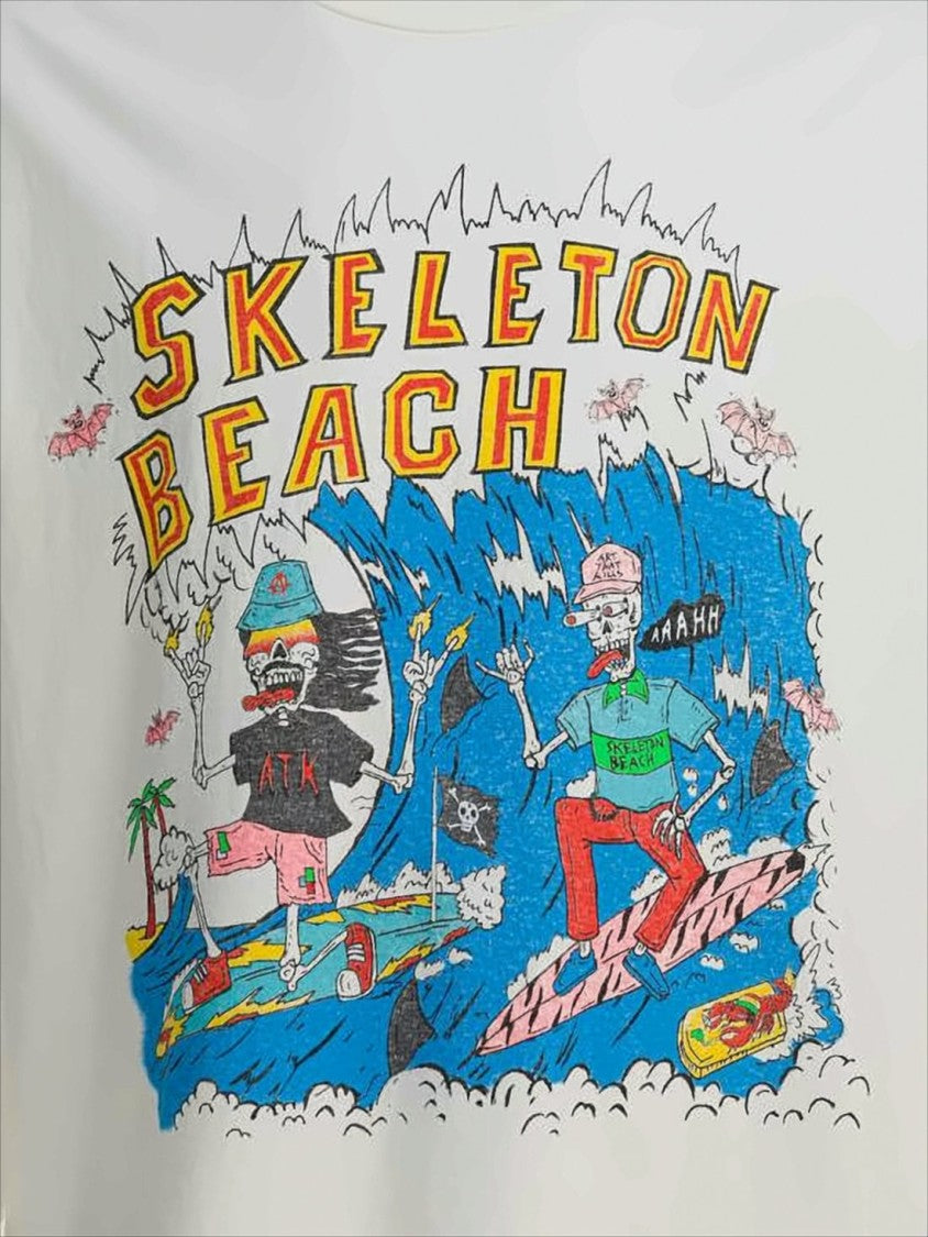 Relaxed-Fit Graphic T-Shirt with Surfing Skeletons