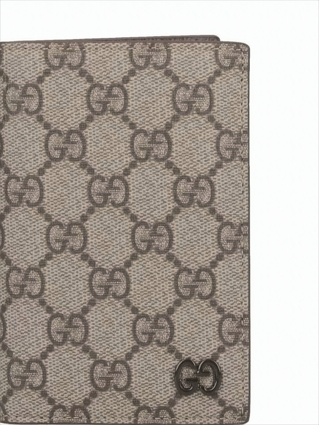 Canvas Wallet with Interlocking Pattern and Leather Interior
