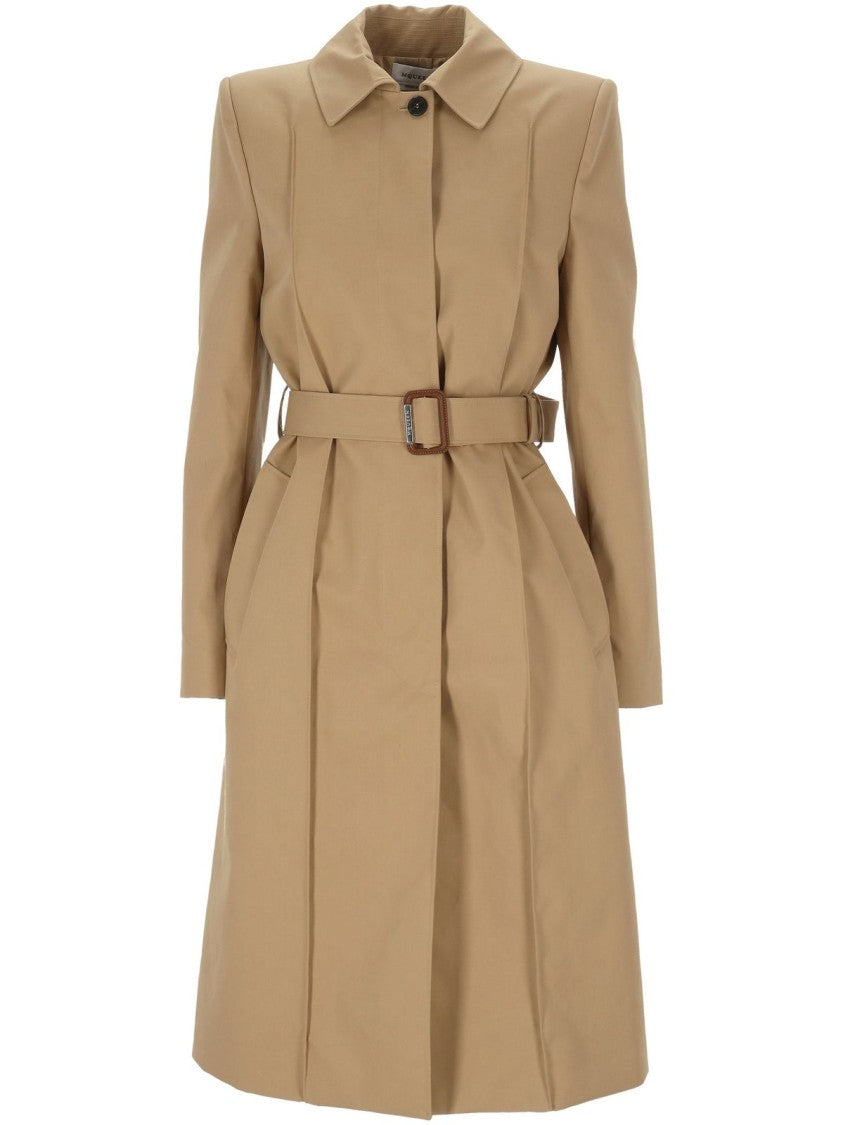 Tailored Beige Coat With High Collar