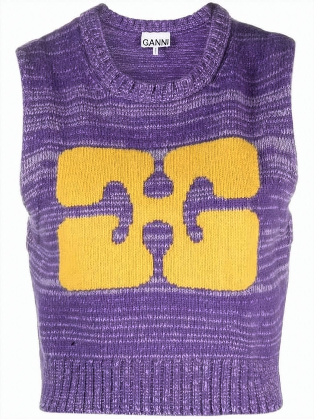 Sleeveless Knitted Sweater with Geometric Pattern