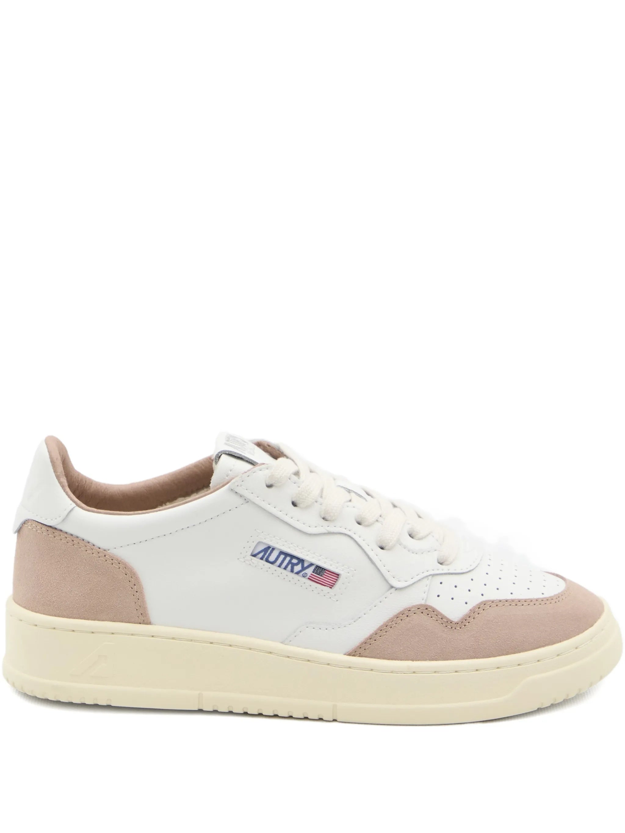 White Medalist Low Suede Overlay Sneakers